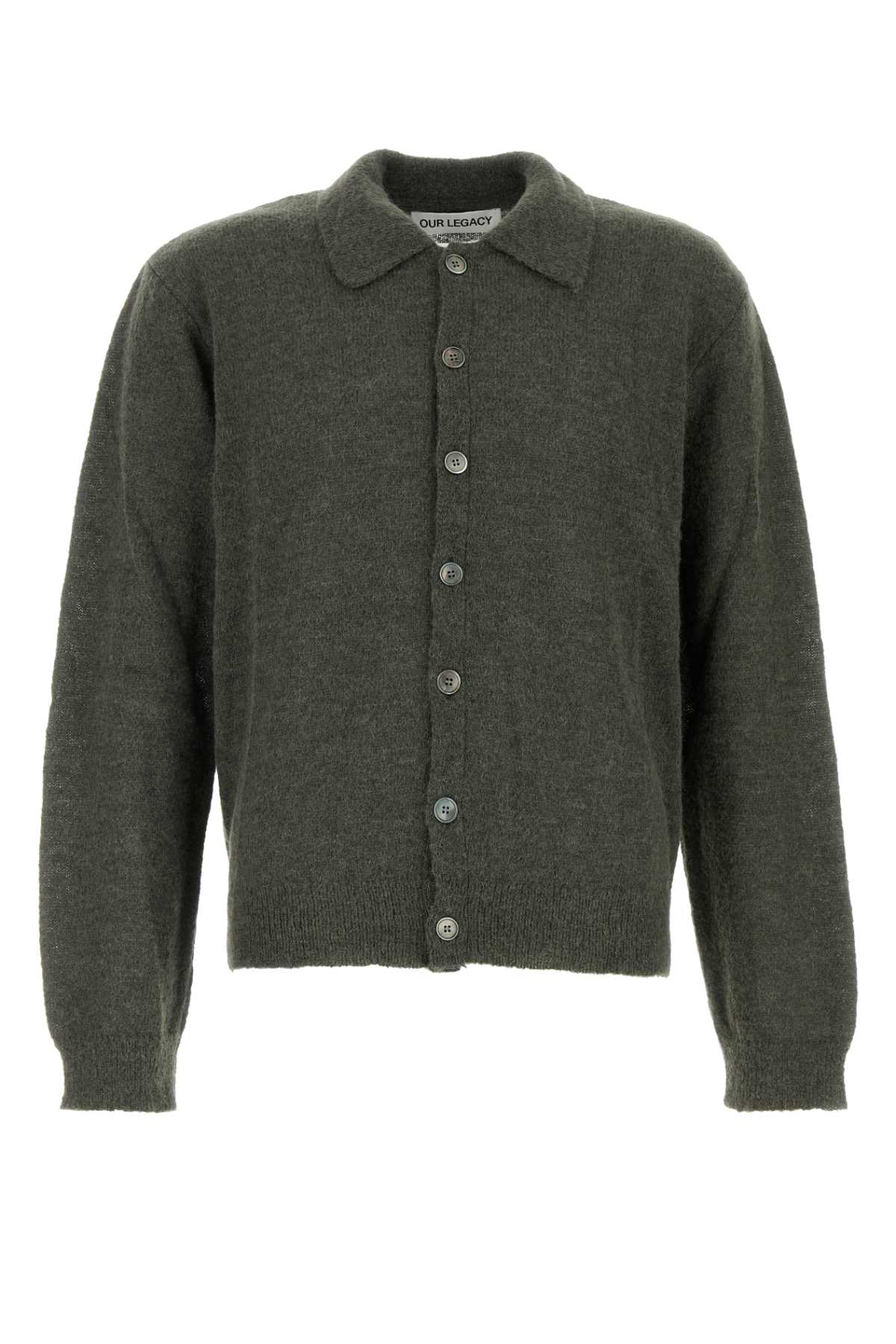 Our Legacy Dark Green Alpaca Blend Cardigan In Gray