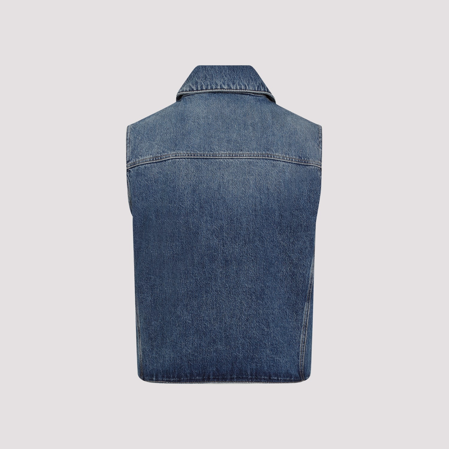 Shop Givenchy Sleeveless Denim Vest In Indigo Blue