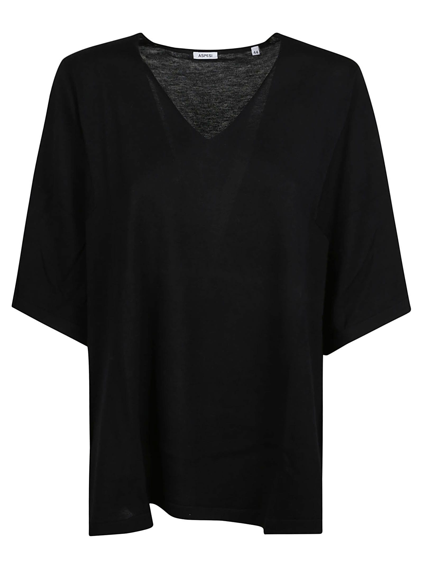 Aspesi V-neck Oversized Top In Black