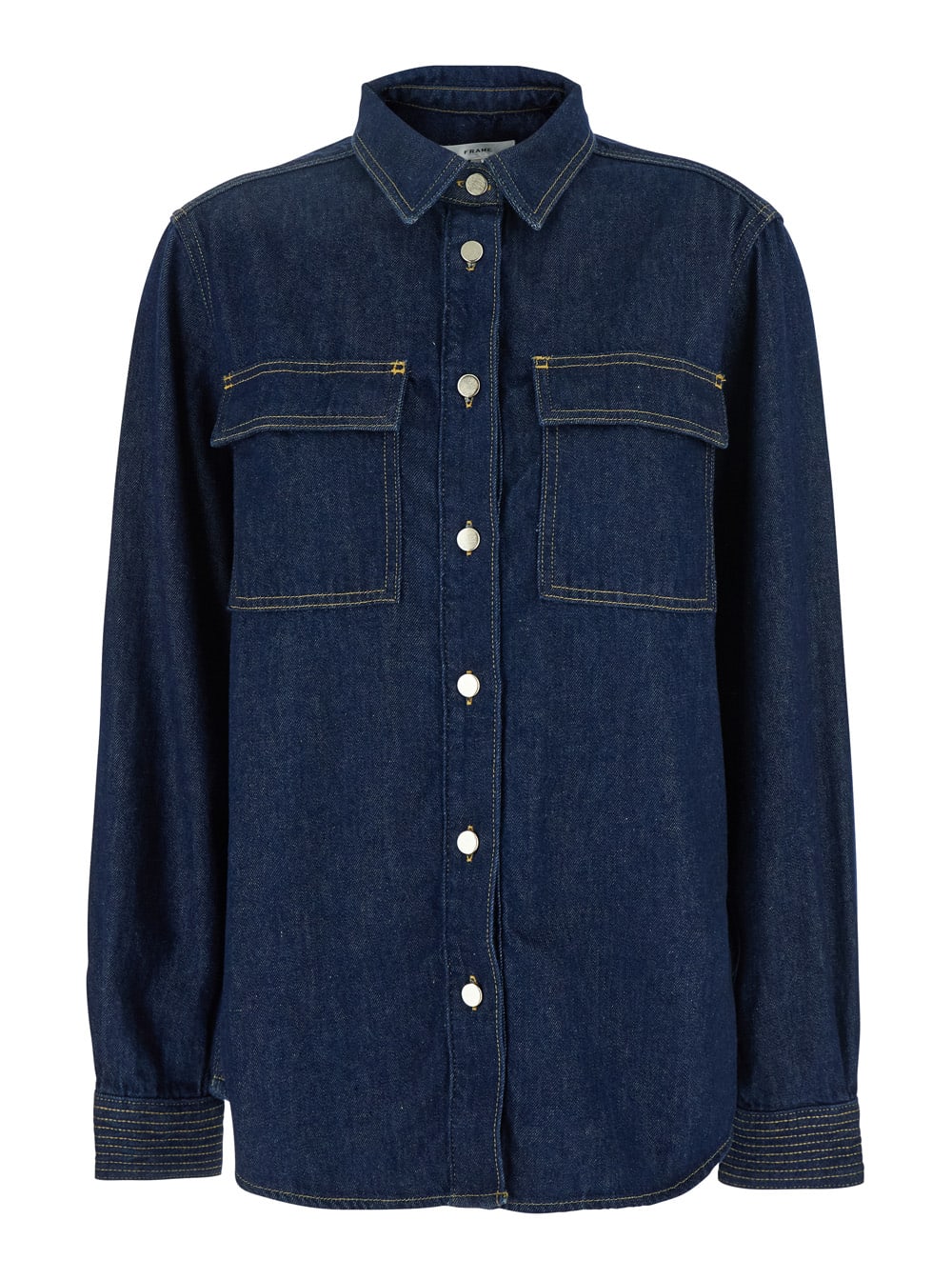 the Trapunto Shirt Blue Oversize Shirt With Classic Collar In Denim Woman