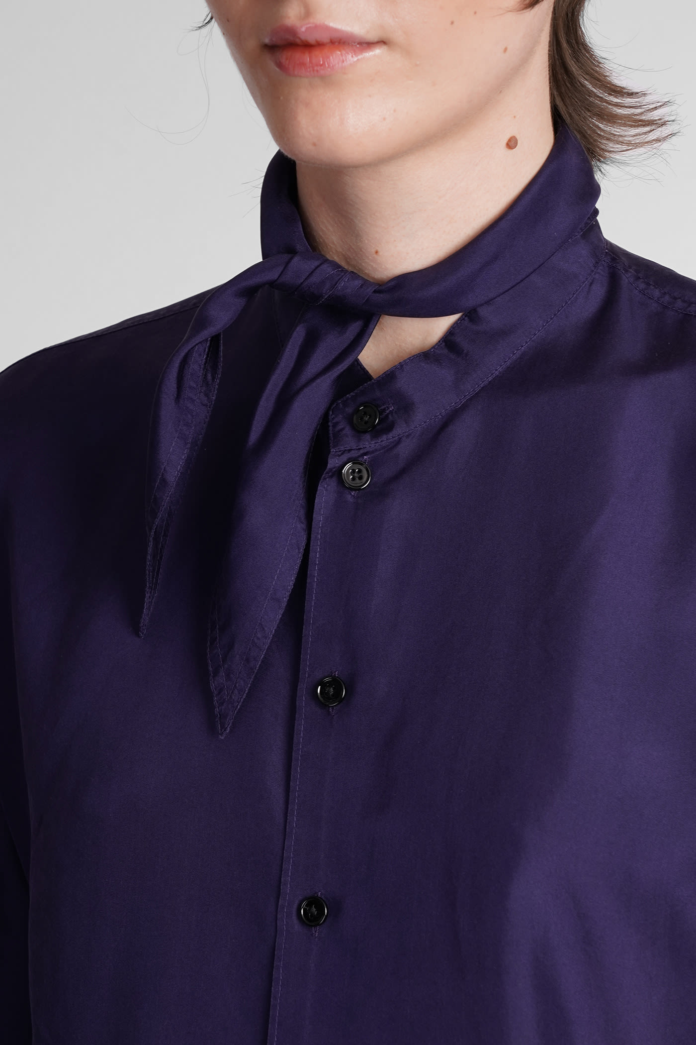Shop Lemaire Shirt In Viola Silk