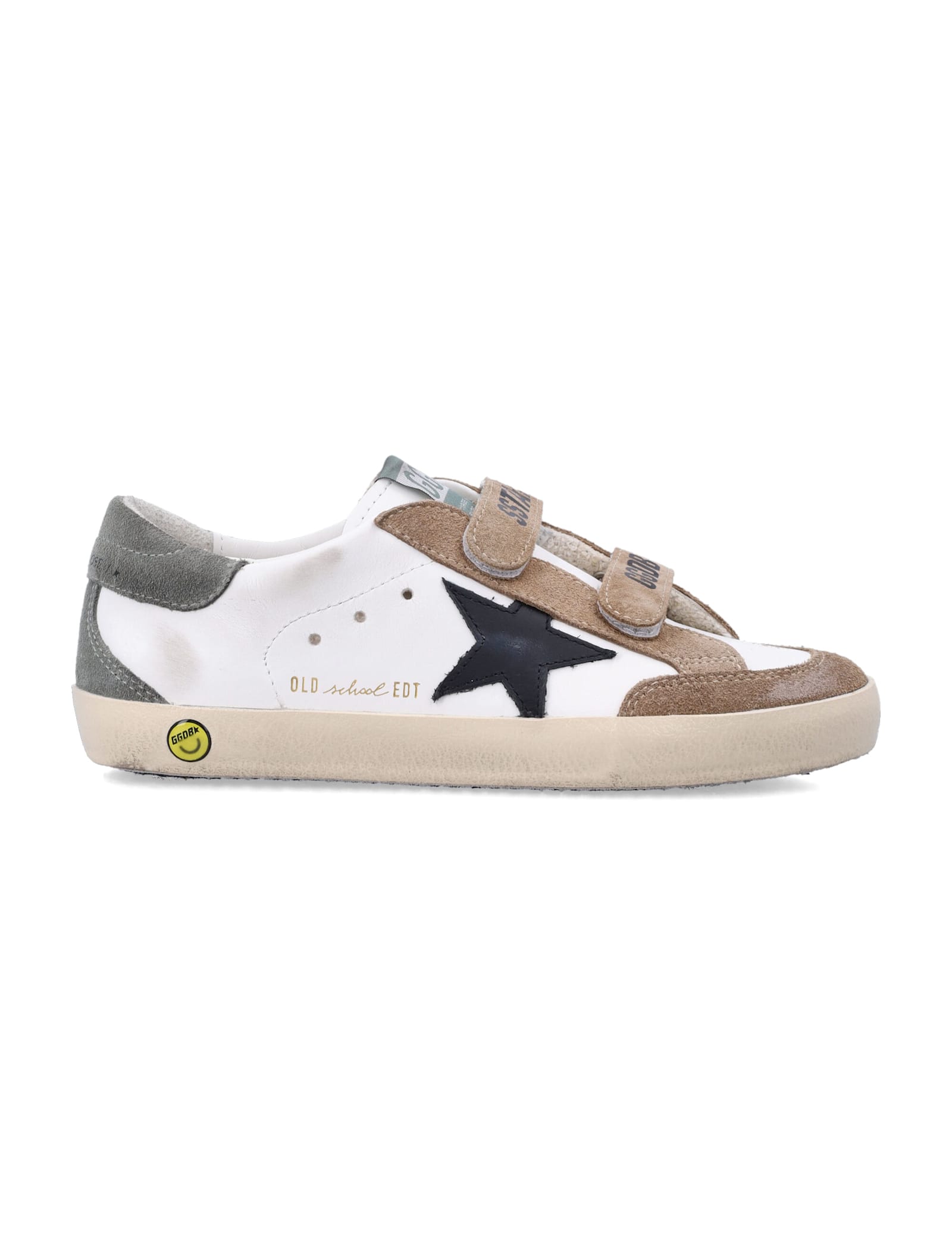 Golden Goose Kids Old School White And Black Star Sneakers In Multi
