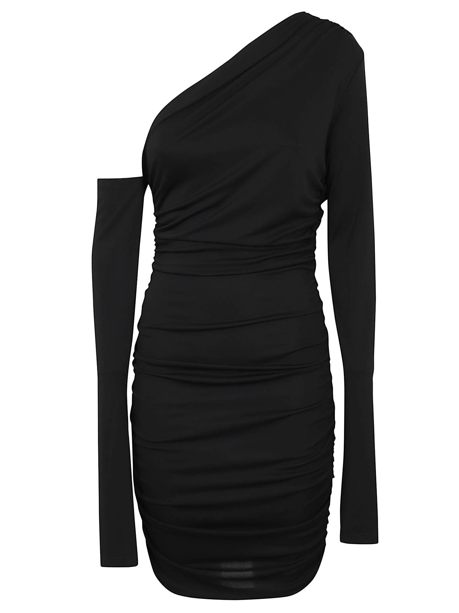 Shop The Andamane Olimpia Mini - One Shoulder Draped Mini Dress In Black