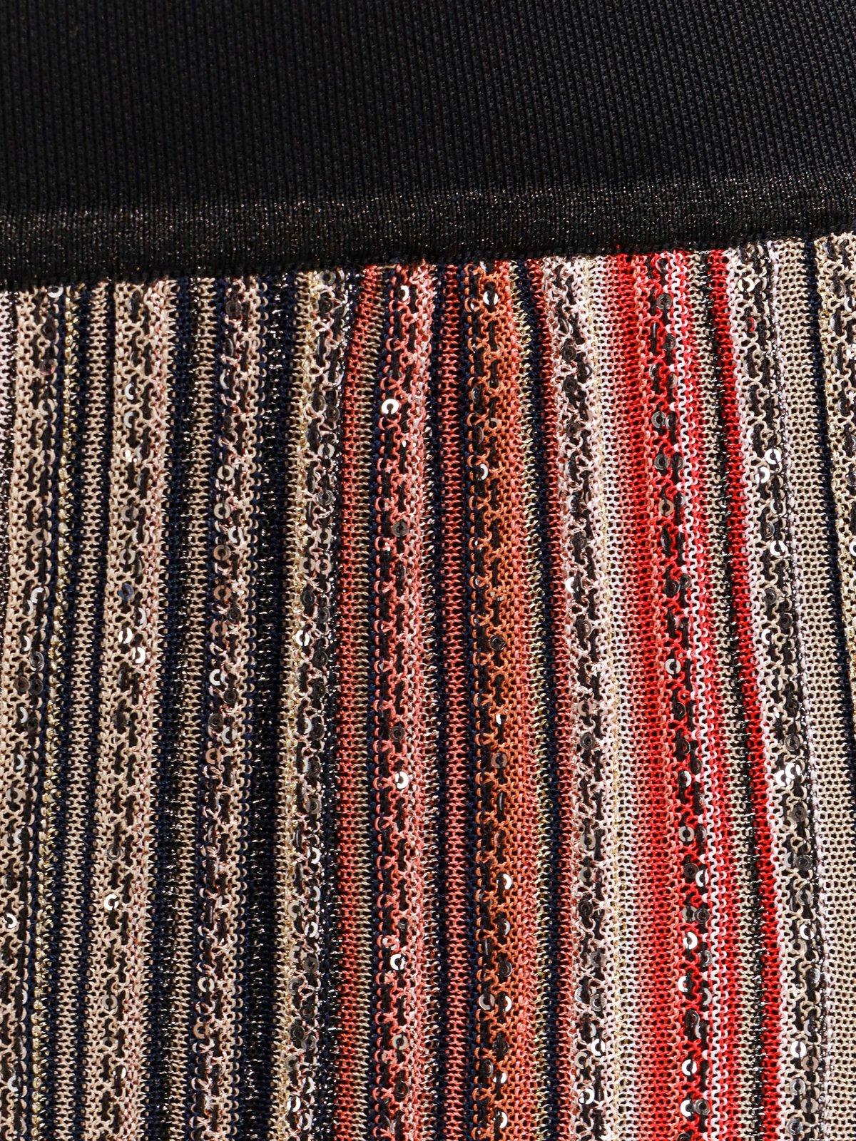Shop Missoni Sequins Striped Knit Trousers In Multicolour