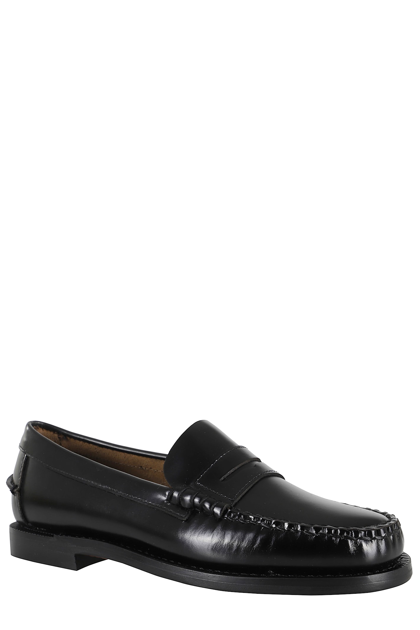 Sebago Slip-on Black Leather Moccasins With Cut-out Detail In Black
