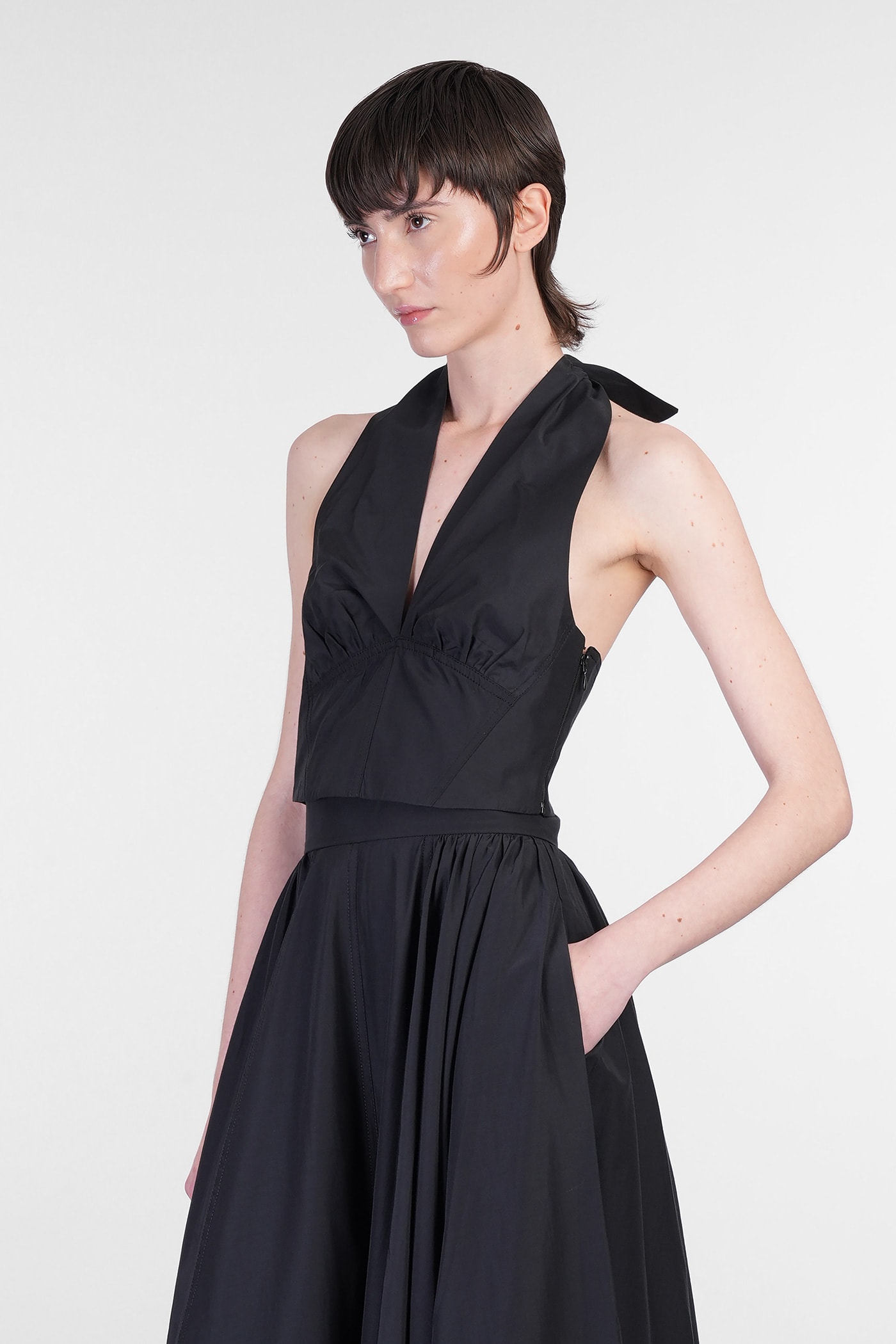 The Andamane Halterneck Sleeves Ruched Detailing