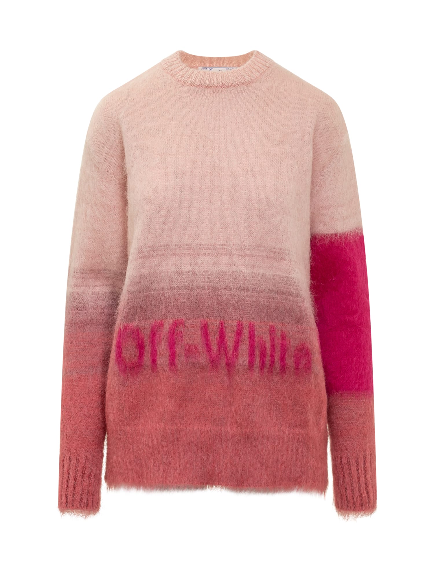 Off-white Intarsia-knit Jumper In Coral Red