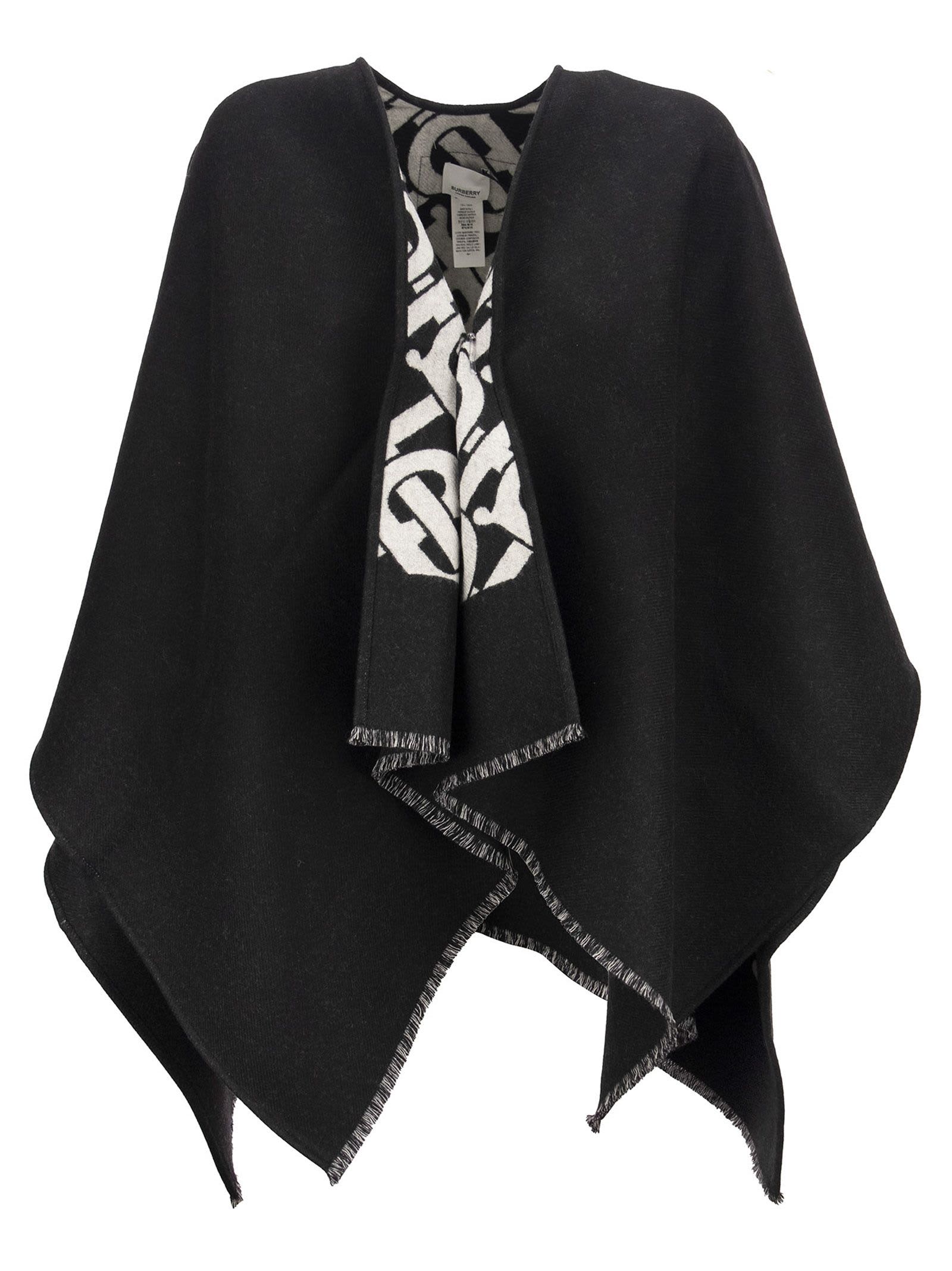 Photo of  Burberry Solid - Wool Cape With Jacquard Monogram Pattern- shop Burberry jackets online sales