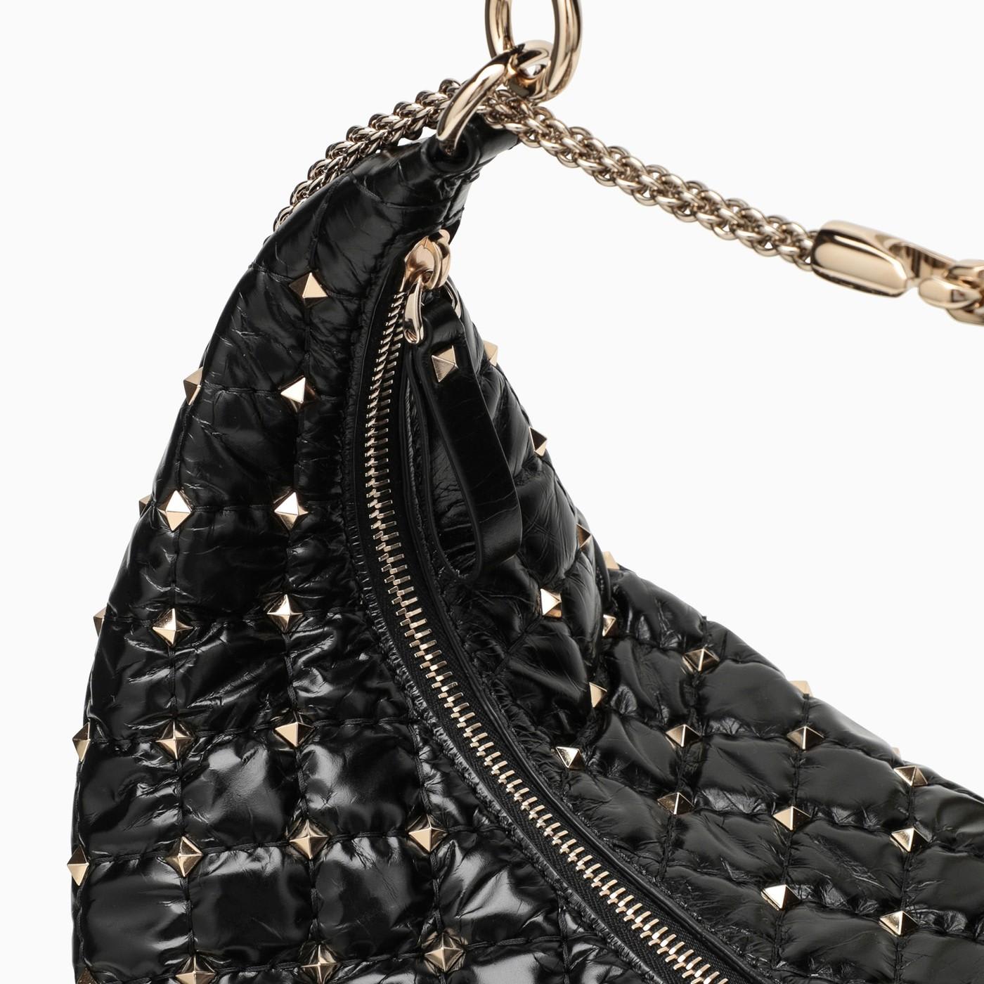Shop Valentino Black Rockstud Shoulder Bag