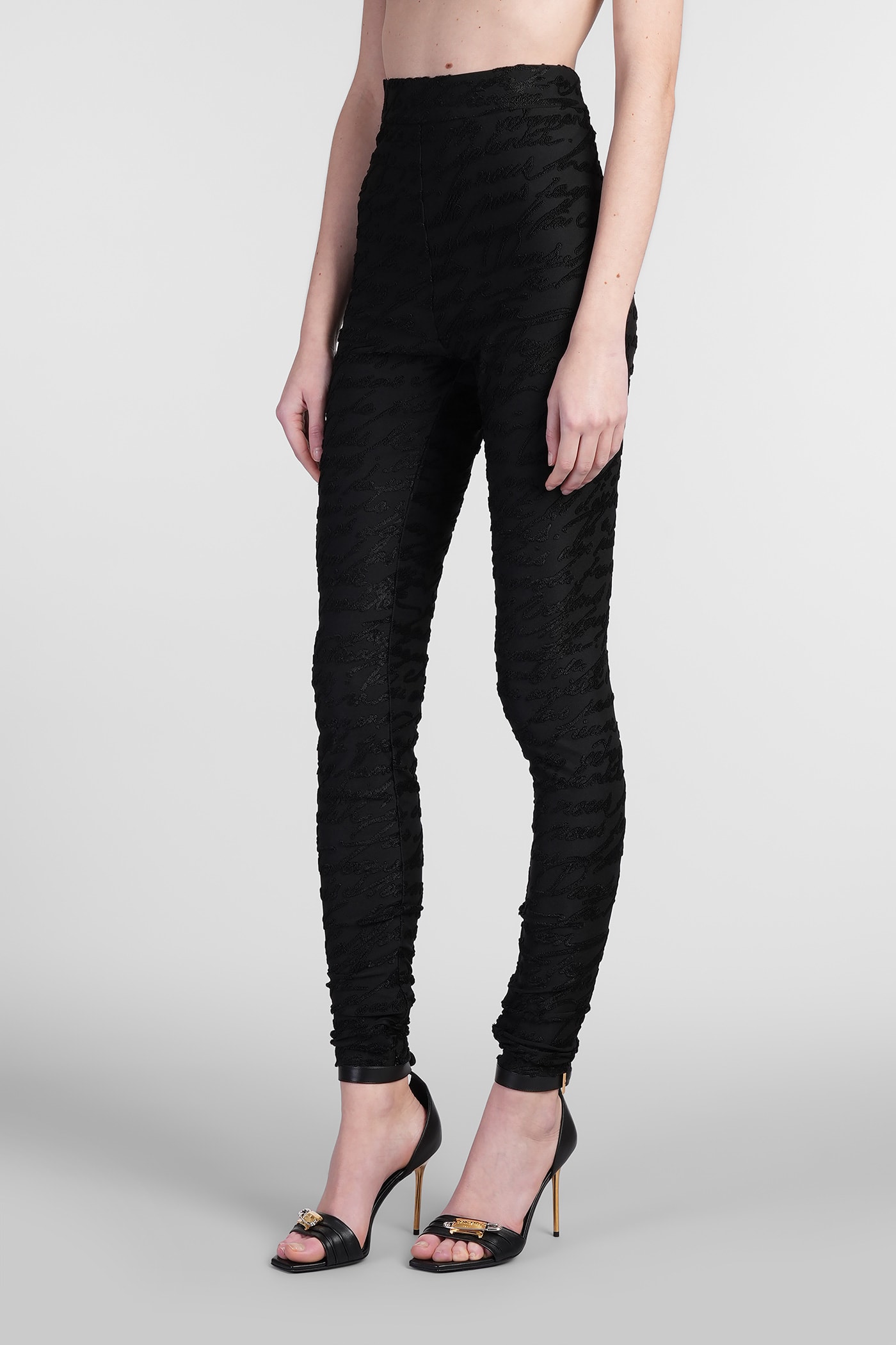 Shop Balmain Leggings In Black Viscose