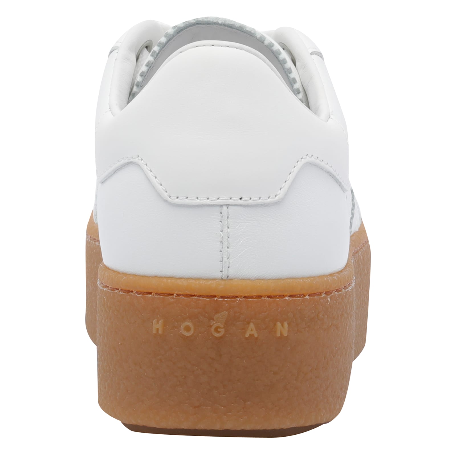 Hogan Low Top Leather Sneakers With Platform Sole In White