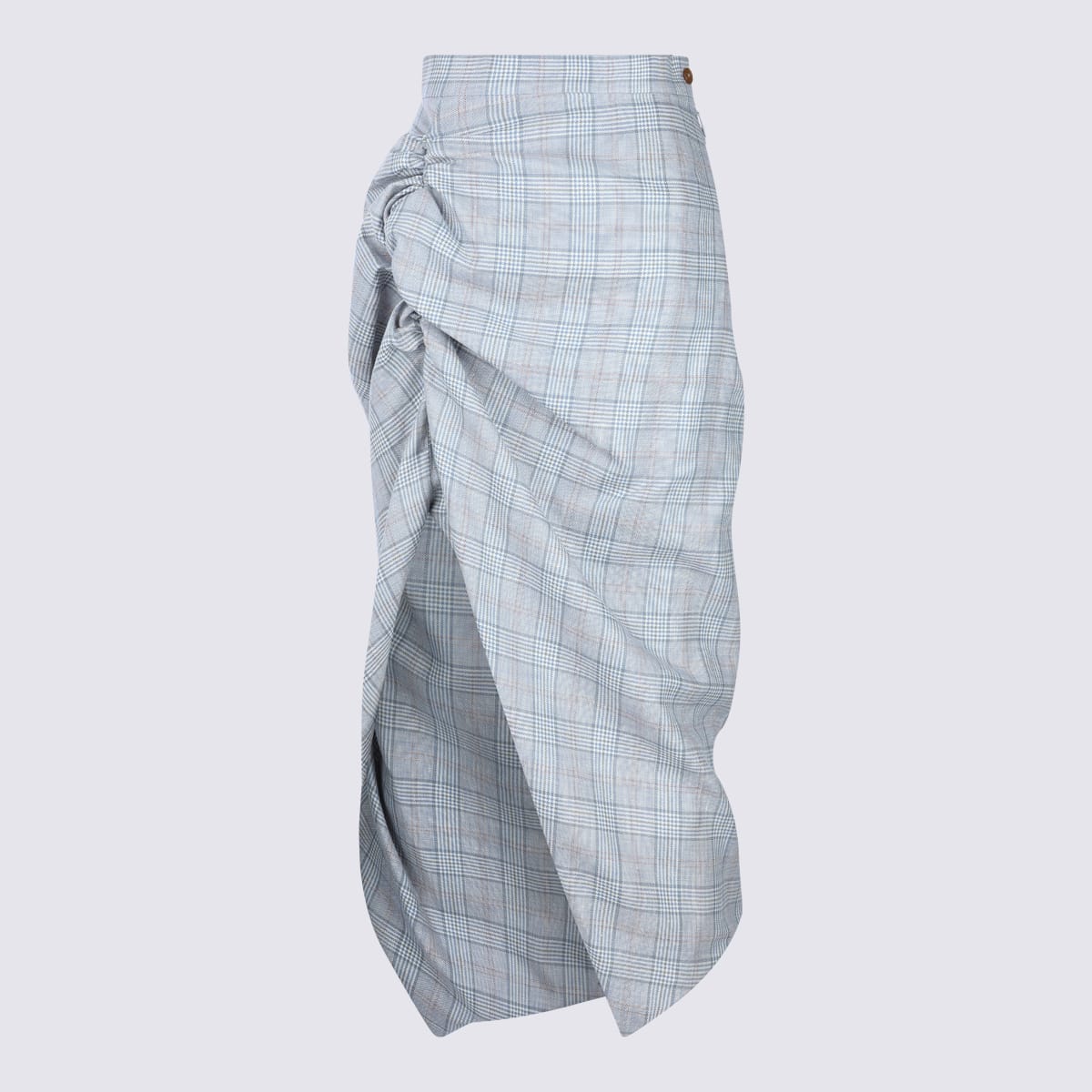 Vivienne Westwood Mens Multi Side Panther Check Wool-linen Blend Midi Skirt