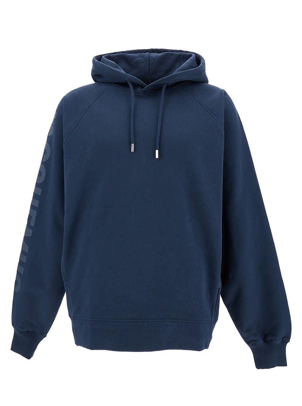 Shop Jacquemus Logo Sleeve Hoodie In Blue