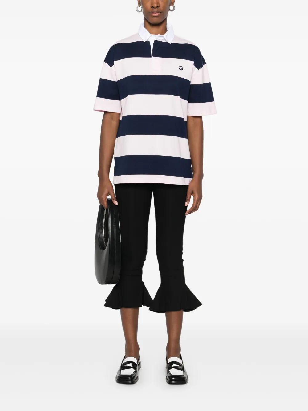 Coperni Striped Drop Shoulder Polo Top In Blue