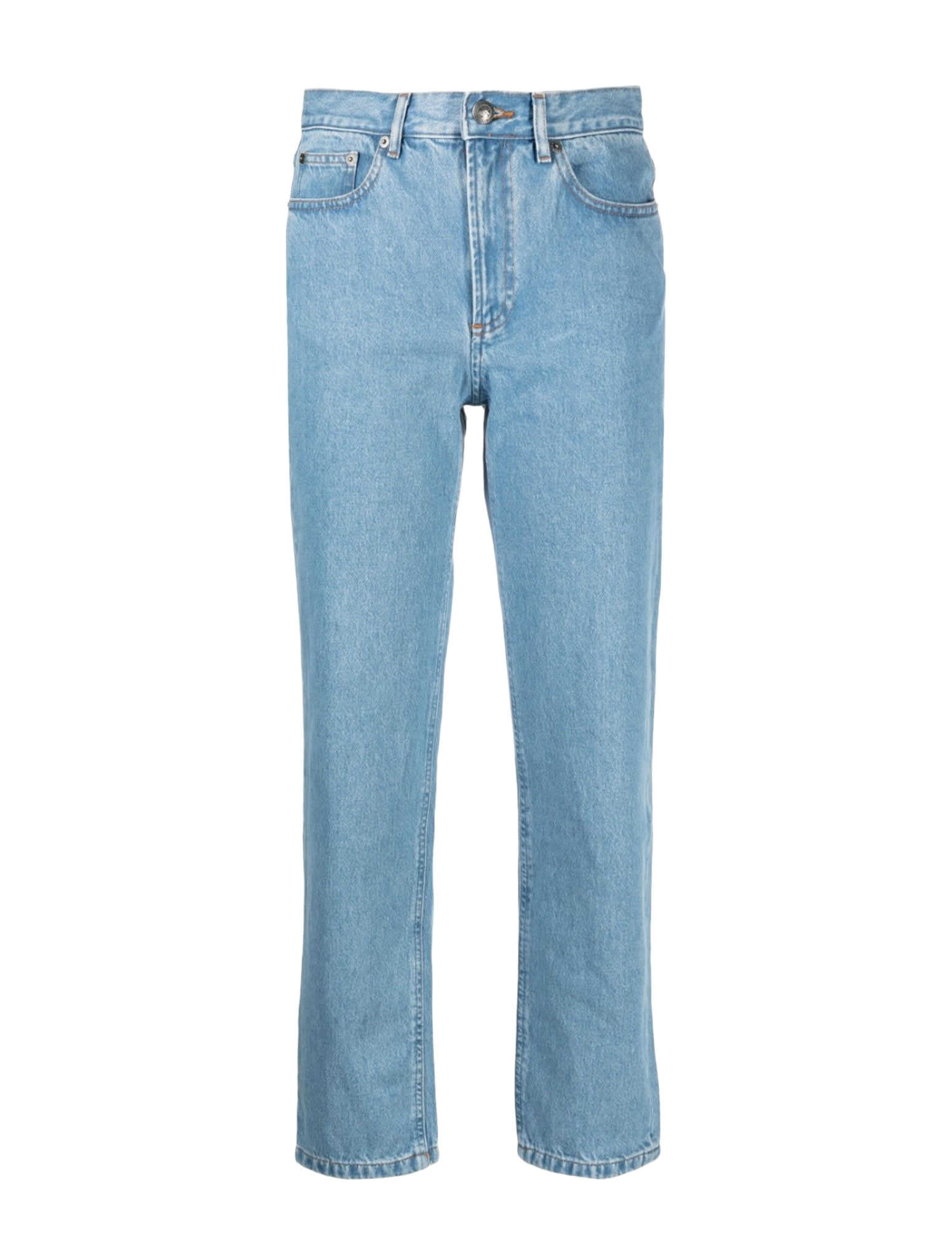 Apc Cropped Faded High-rise Straight-leg Jeans In Iab Light Blue