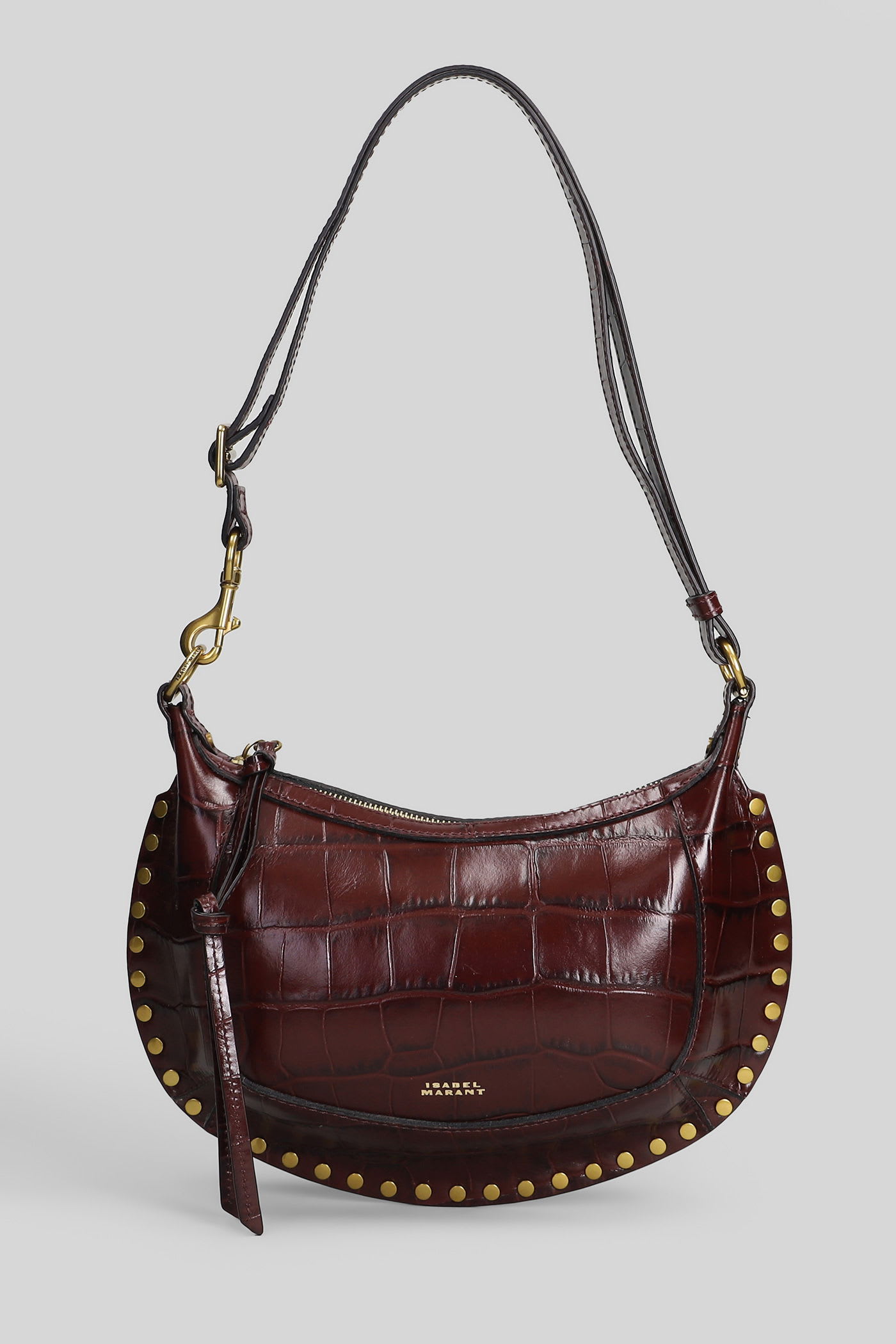 Isabel Marant Oskan Moon Shoulder Bag In Bordeaux Leather In Burgundy