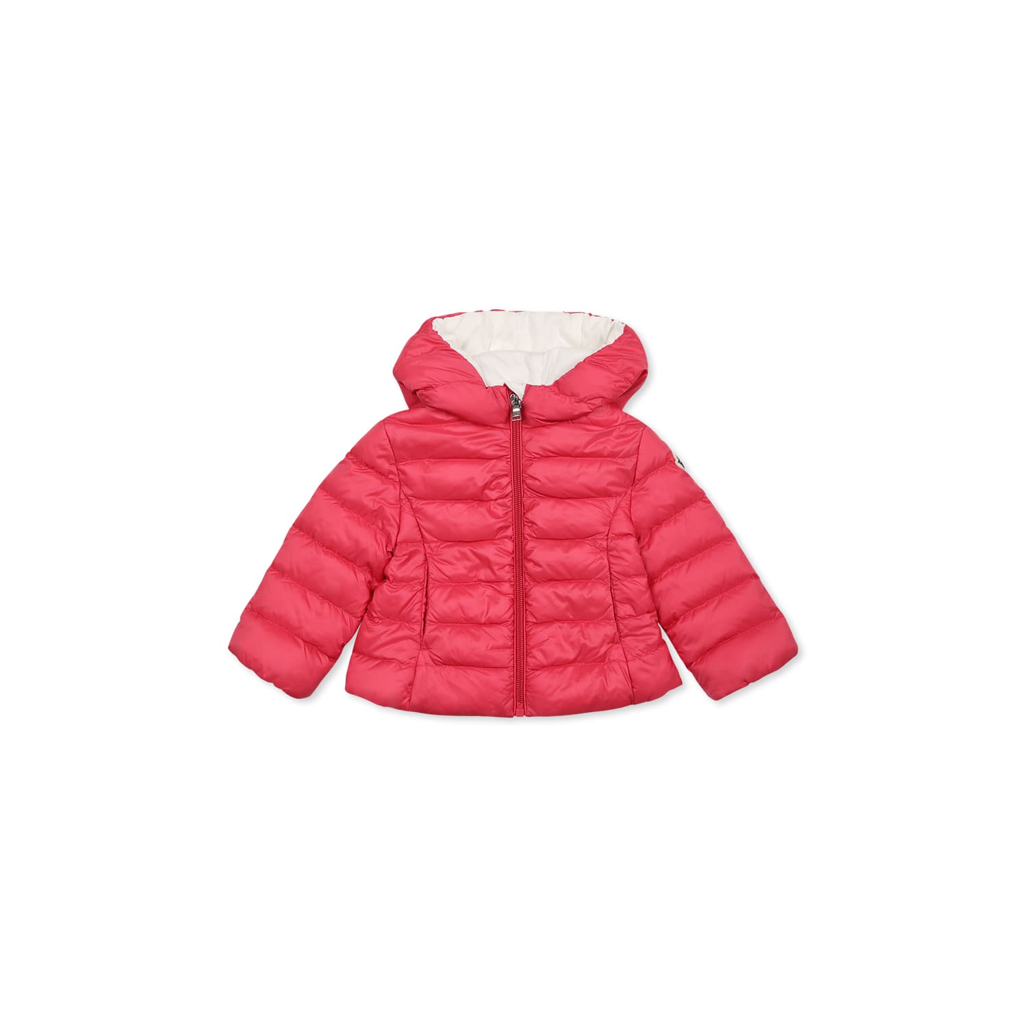 Moncler Fuchsia Down Jacket For Baby Girl With Logo In Fuchsia