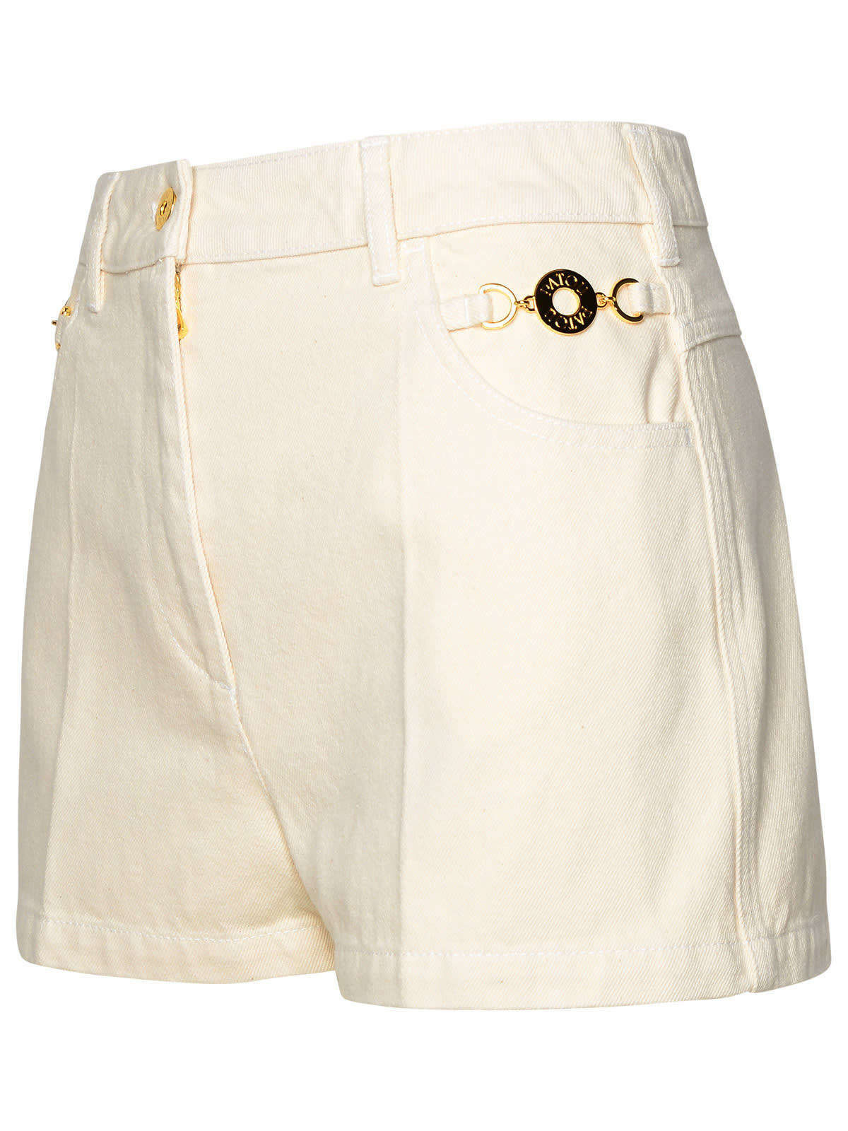 Shop Patou Ivory Cotton Mini Shorts In Beige