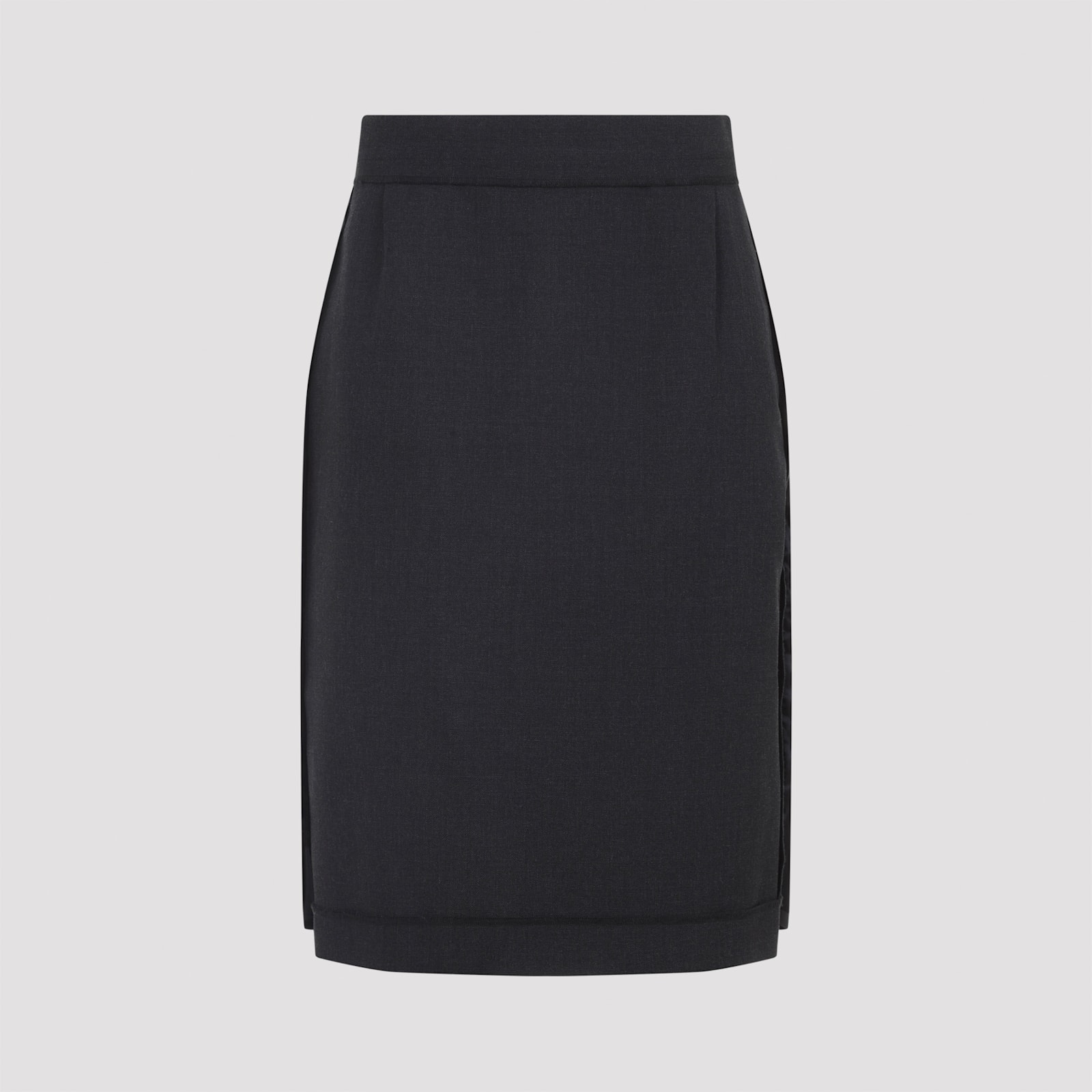 Maison Margiela High-waisted Satin Midi Skirt Slit Detail In Black