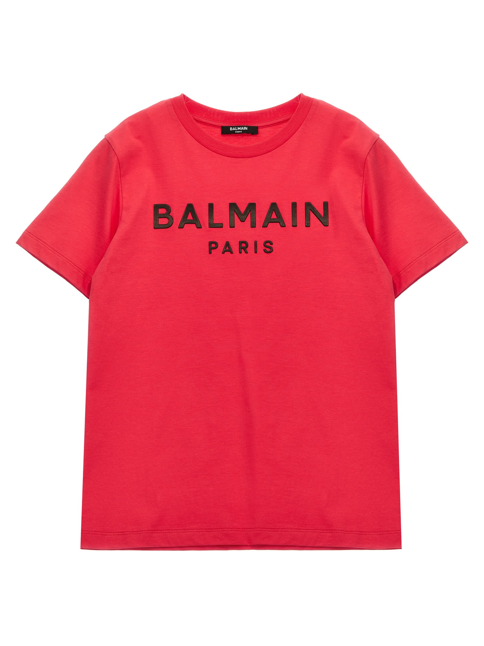 Shop Balmain Logo Print T-shirt In Fucsia