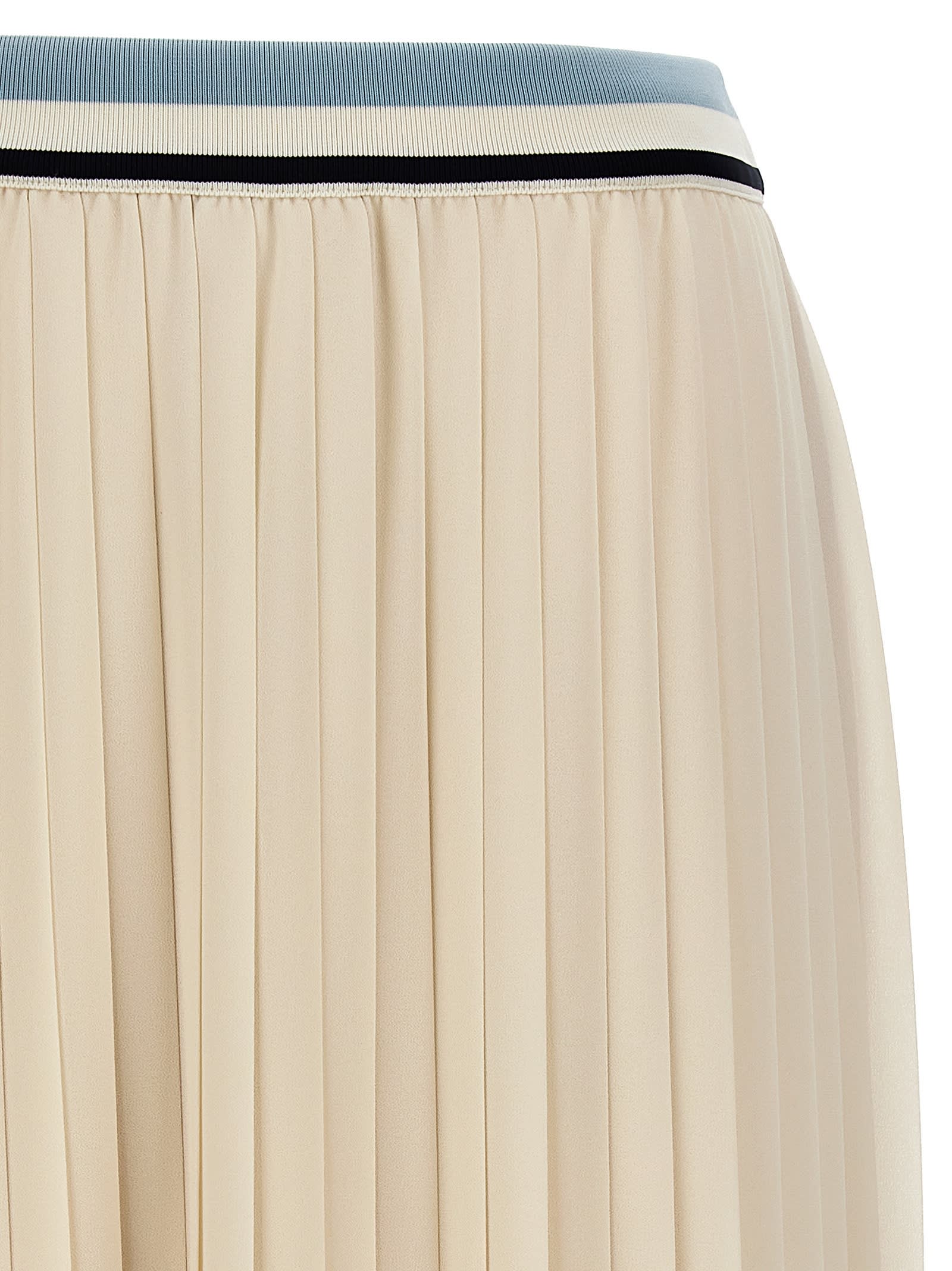 Shop Moncler Long Pleated Skirt In White