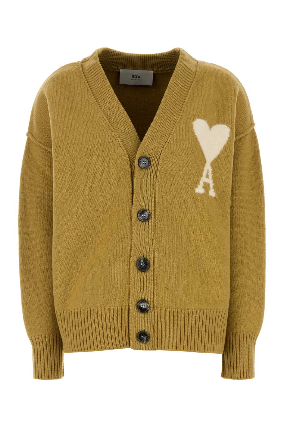 Ami Alexandre Mattiussi Ami Paris 'ami De Coeur' Cardigan In Havanaoffwhite