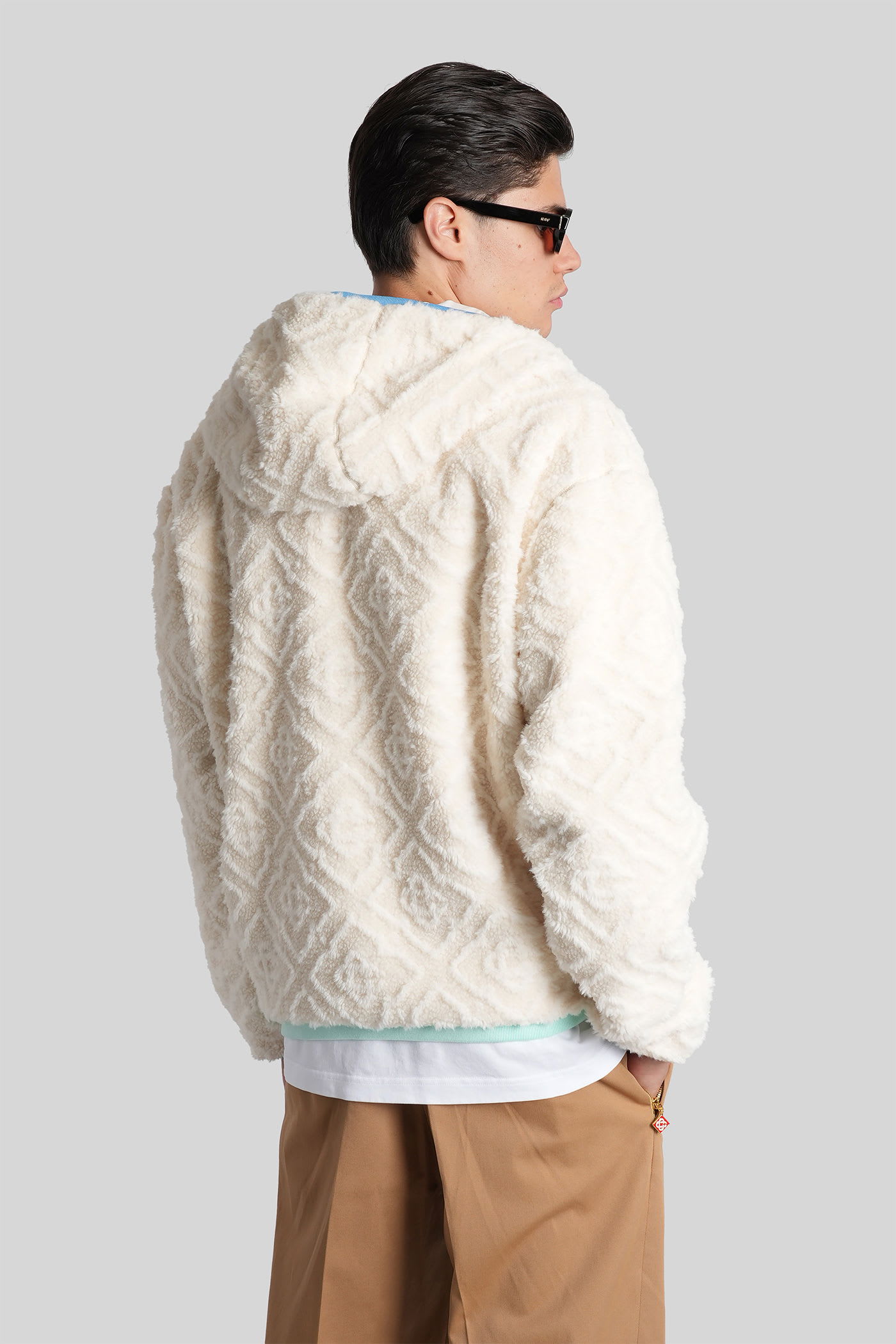Casablanca Monogram Jacquard Oversized Fleece Jacket In White
