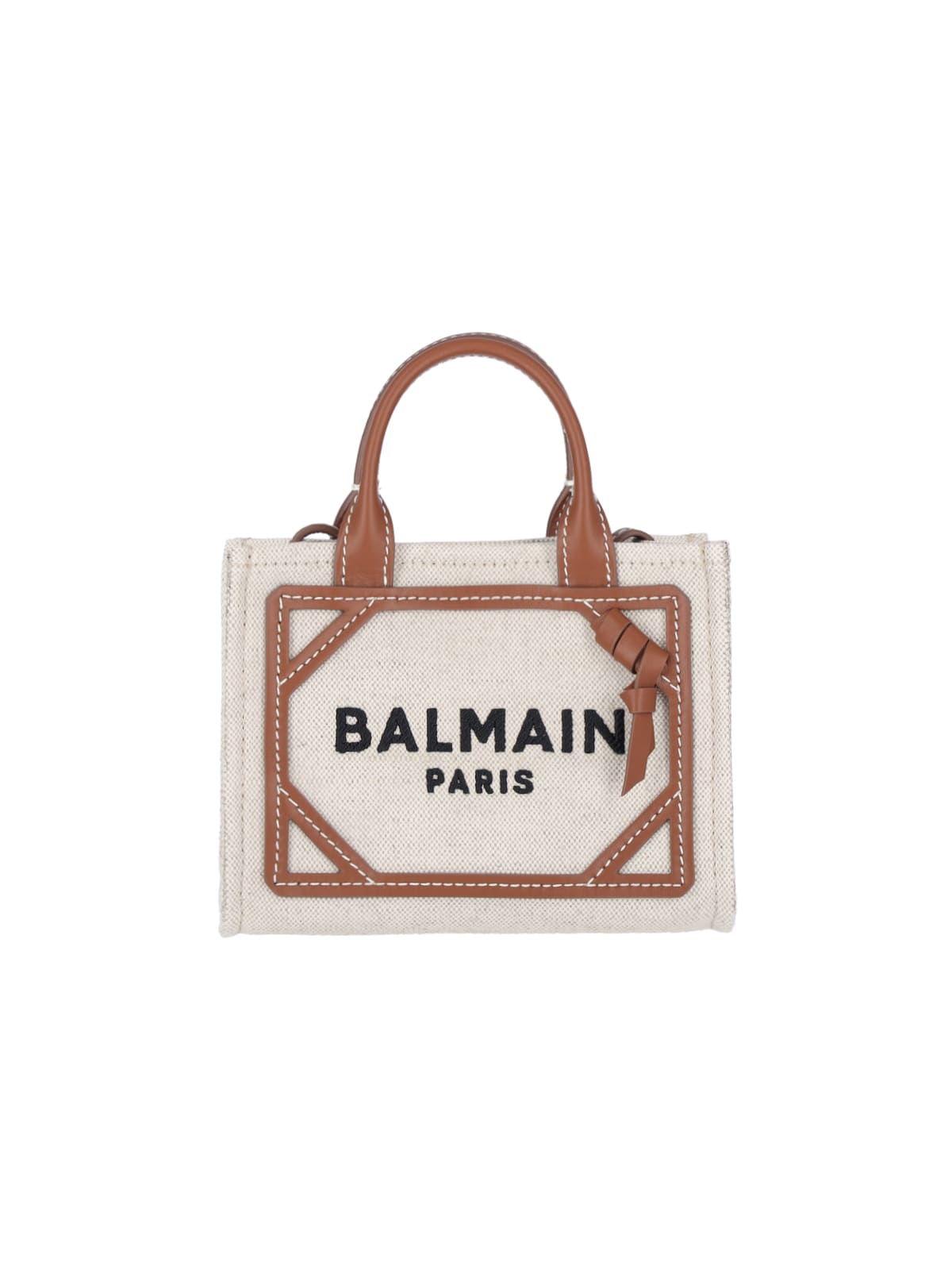 Shop Balmain B-army Mini Tote Bag In Beige