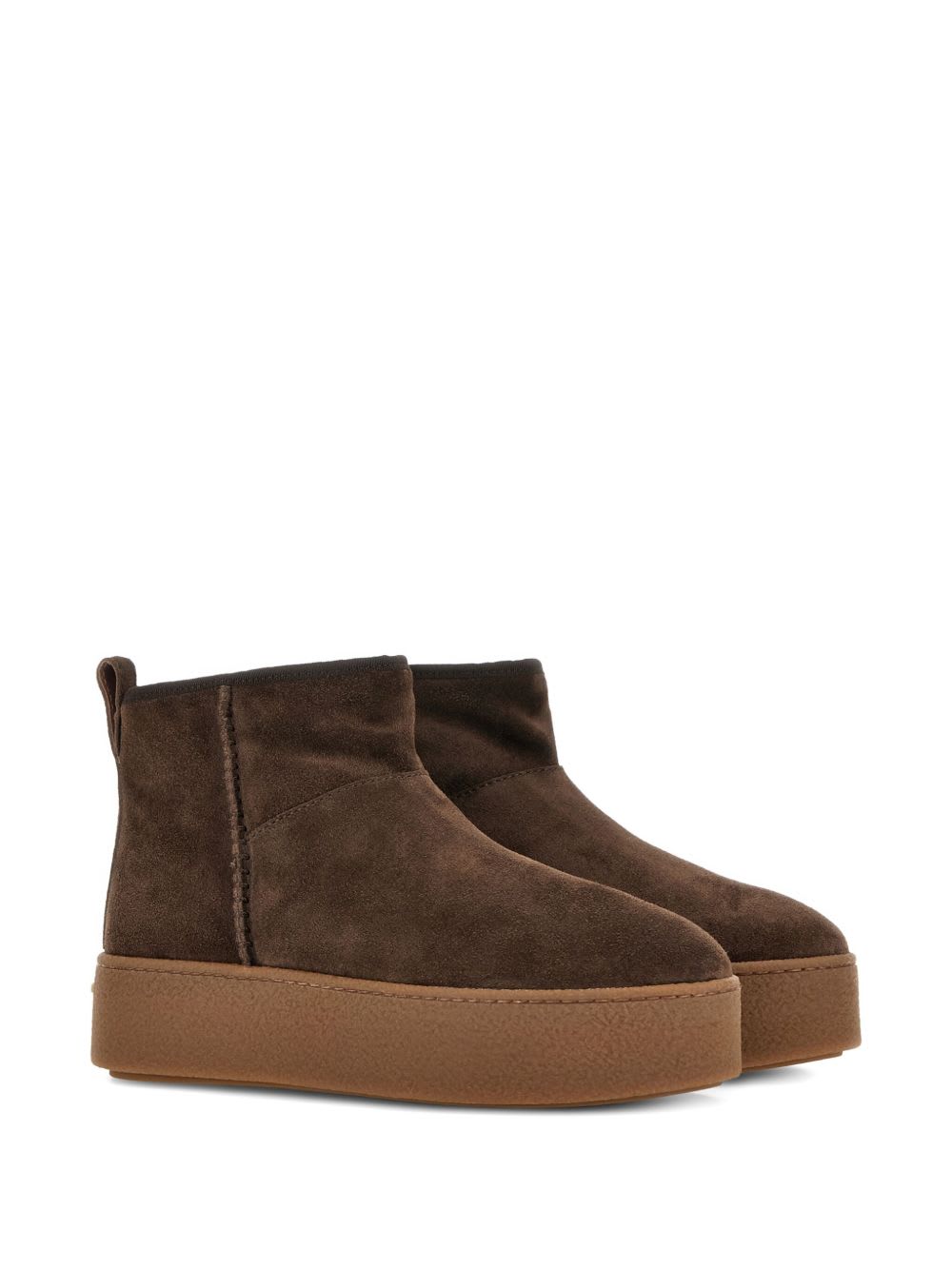 Hogan Ankle Height Platform Boots With Pull Tab In Brown