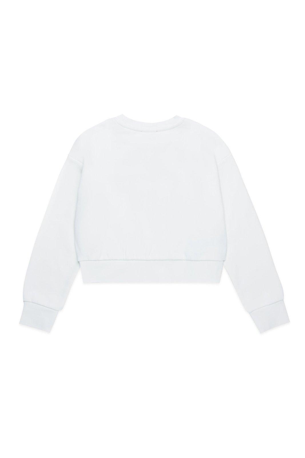 Shop Diesel Straslium Logo-embroidered Cut-out Sweatshirt In Bianco