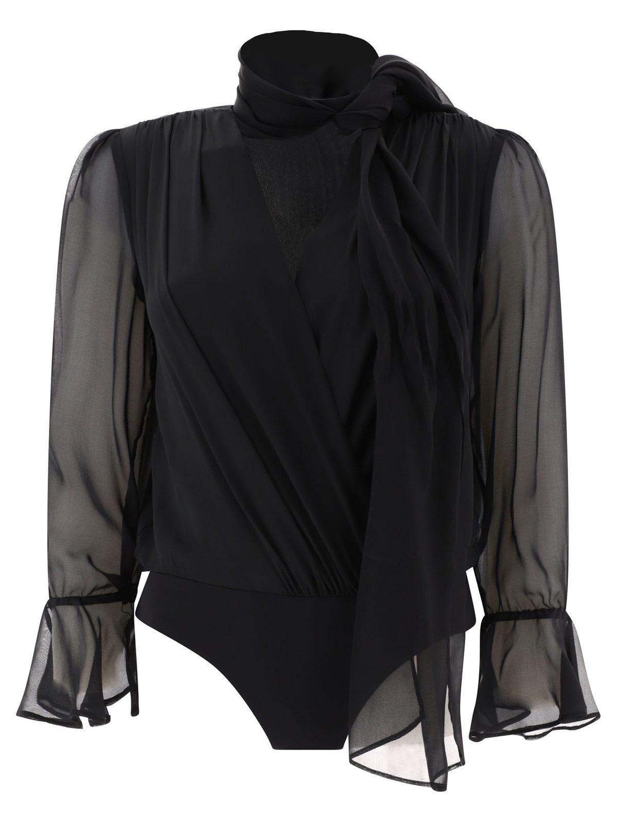 PINKO LONG-SLEEVED V-NECK BODYSUIT