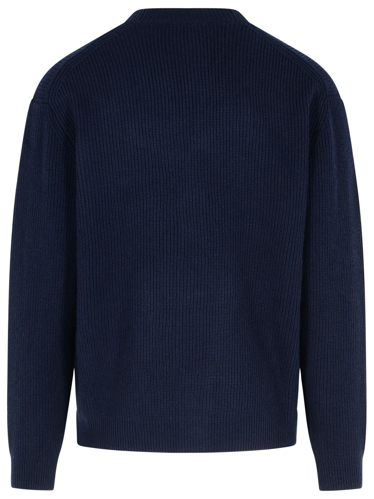 Shop Maison Kitsuné Cardigan In Navy Wool Blend In Blue