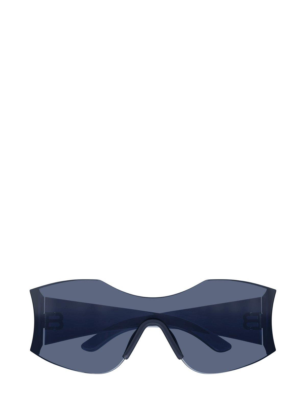 Shop Balenciaga Geometric Frame Sunglasses In 002 Blue Blue Blue