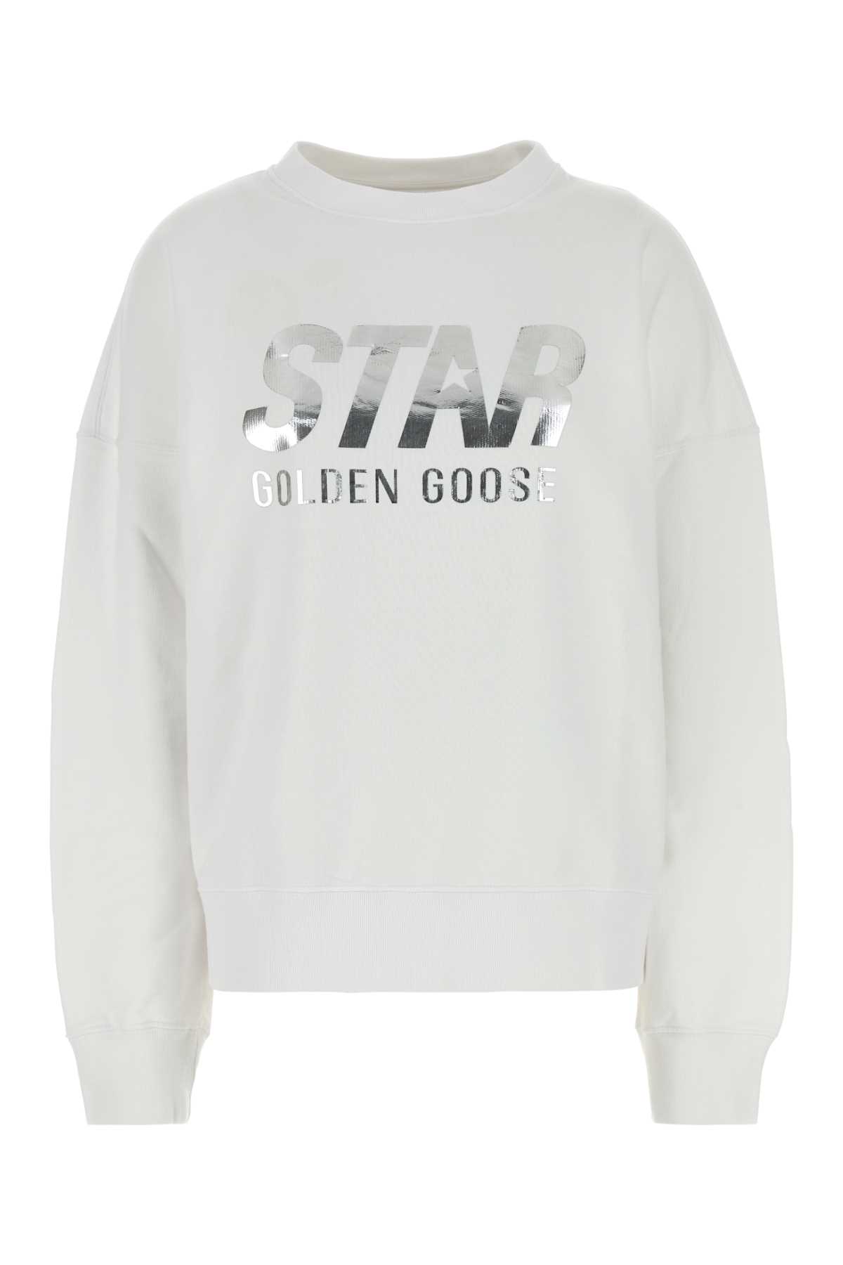 Golden Goose White Cotton Sweatshirt In Opticwhite