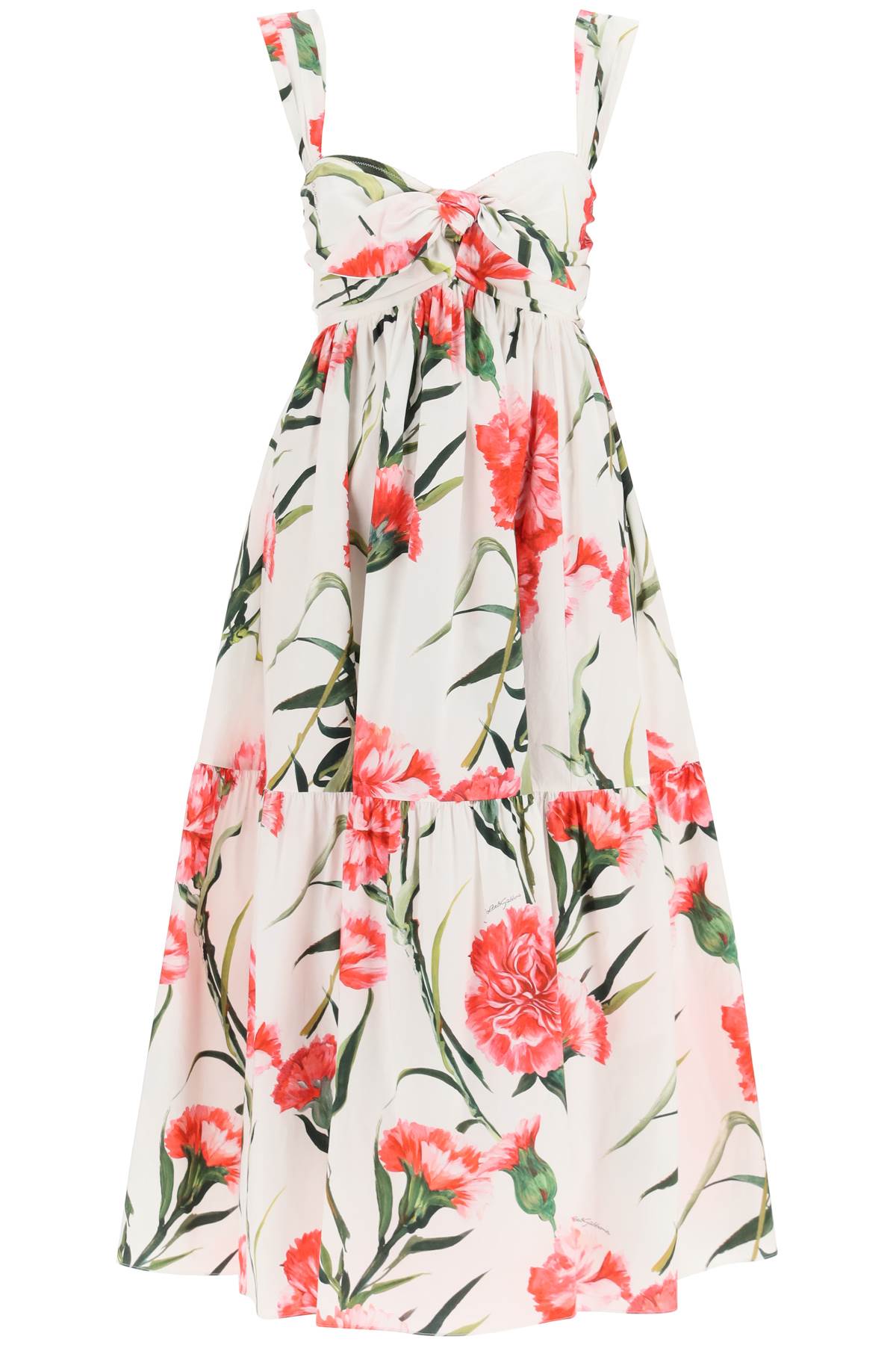 DOLCE & GABBANA CARNATION PRINT COTTON MIDI DRESS