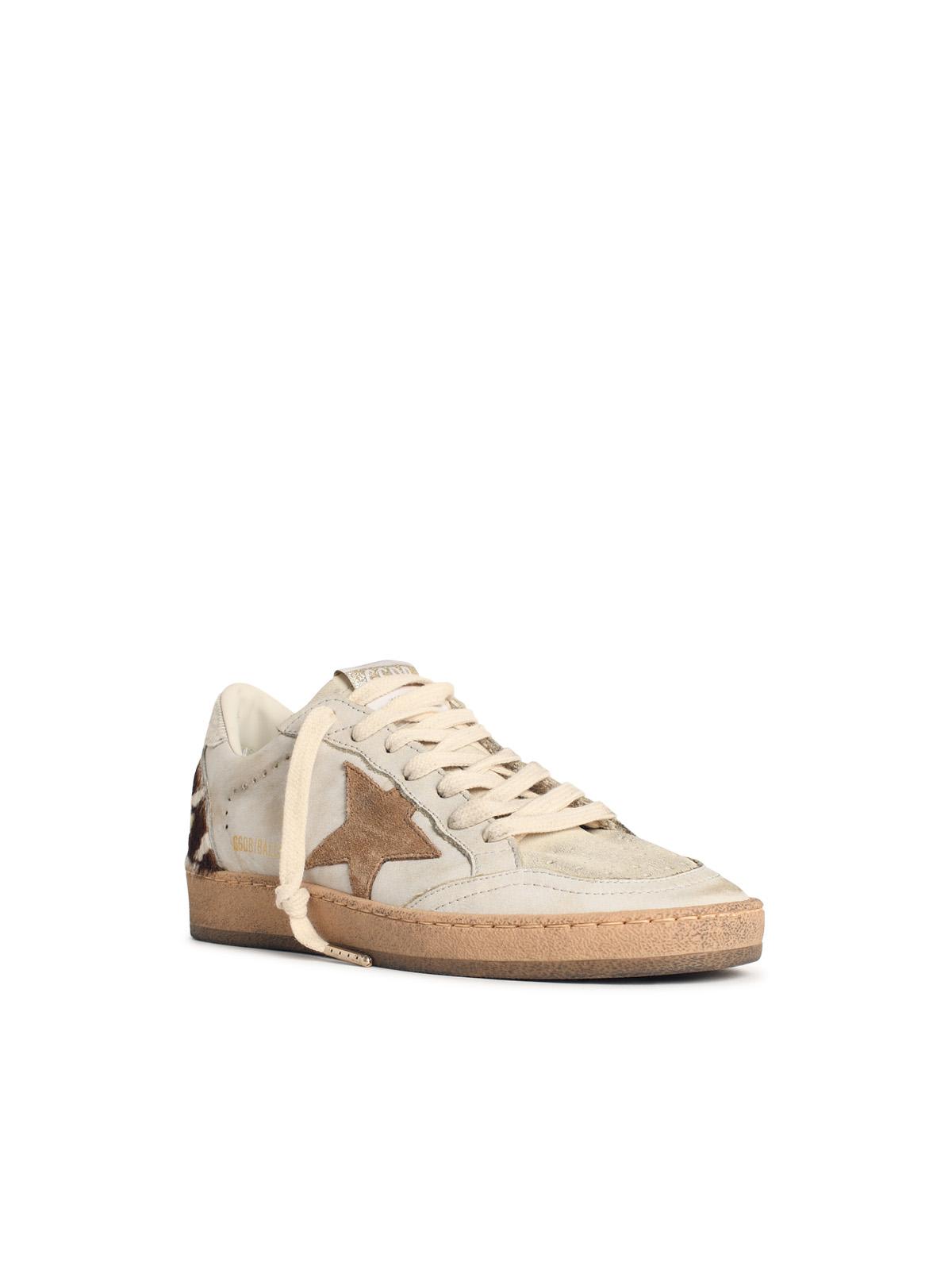 Golden Goose Ballstar Leather Upper And Toe Suede Star Horsy Cow Printed Heel And Spur Sneakers Multicolor In Neutral