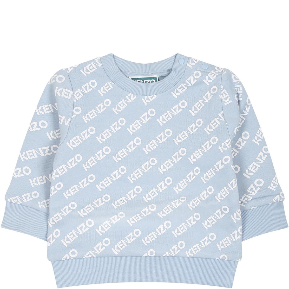 Kenzo Light Blue Sweatshirt For Baby Boy With Logo