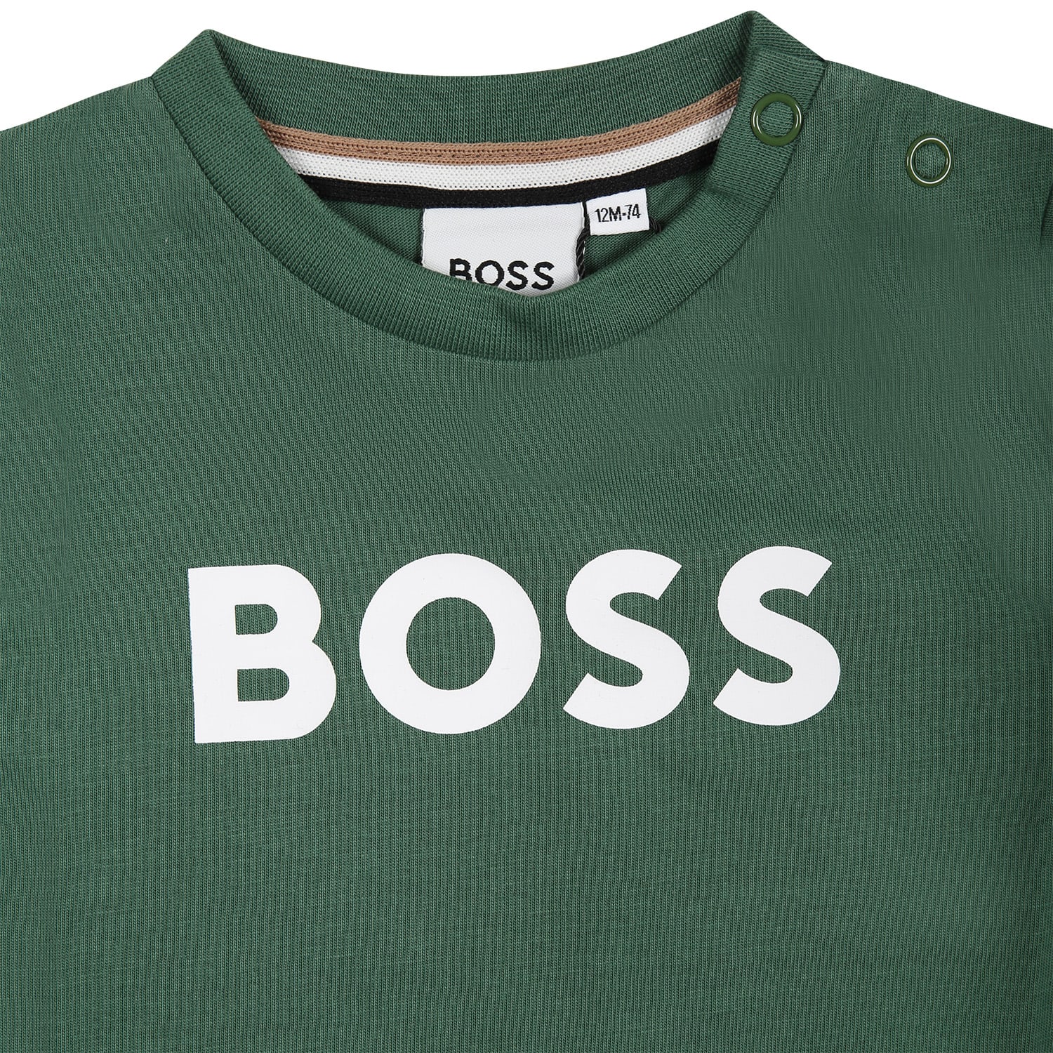 Shop Hugo Boss Green T-shirt For Baby Boy With Logo