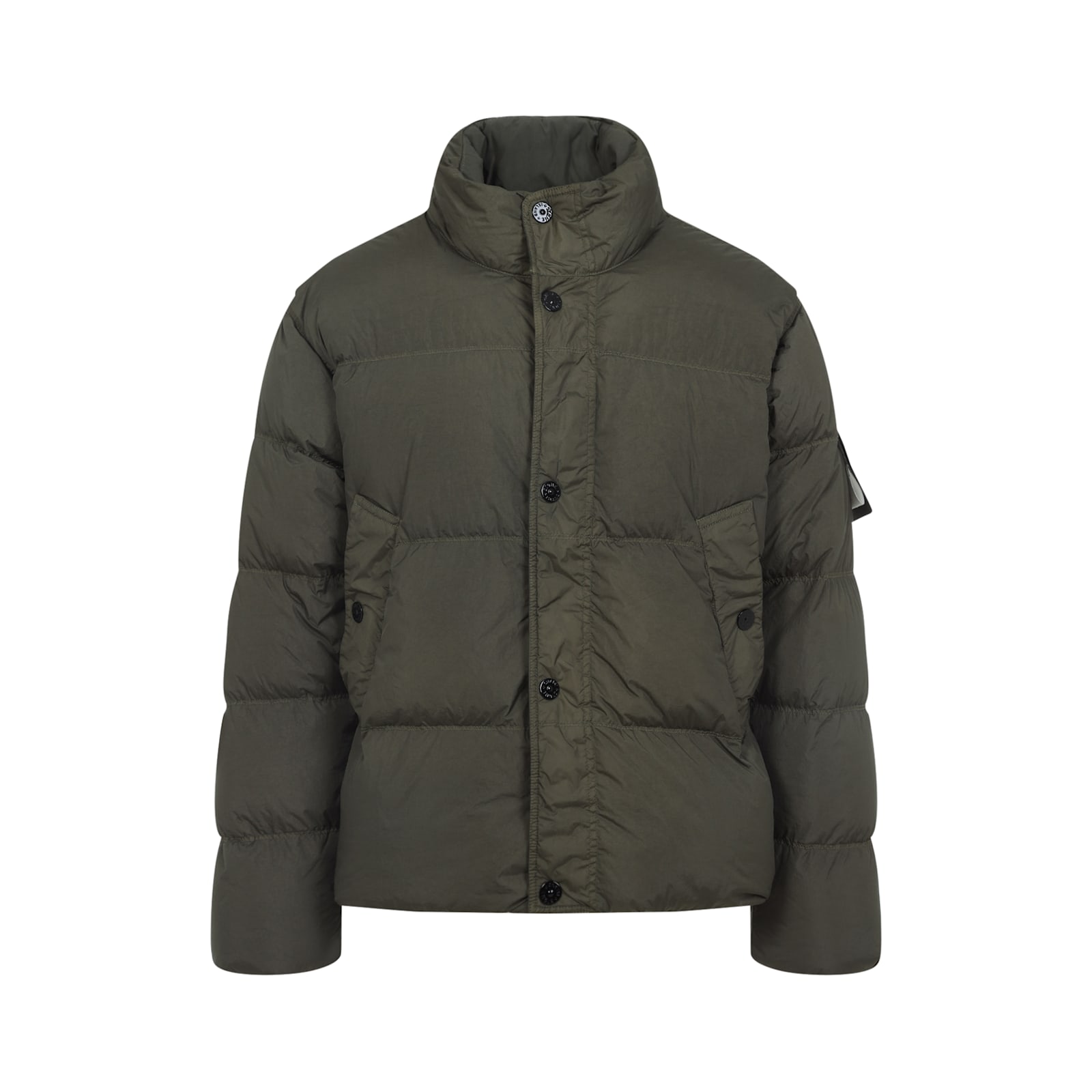 Stone Island Quilted Nylon Jacket Hidden Elements In Green