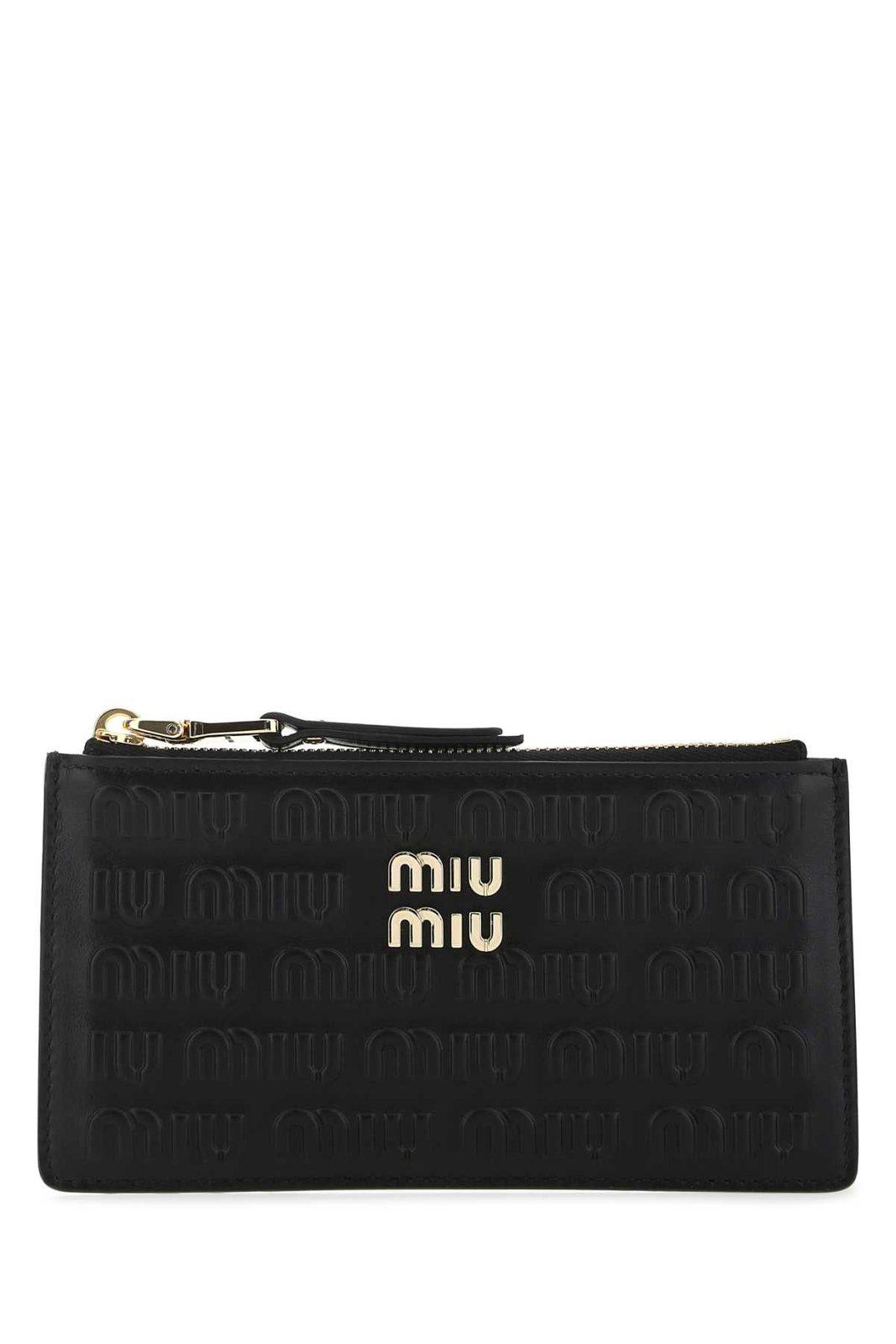 Miu Miu Logo Plaque Embossed Zipped Cardholder