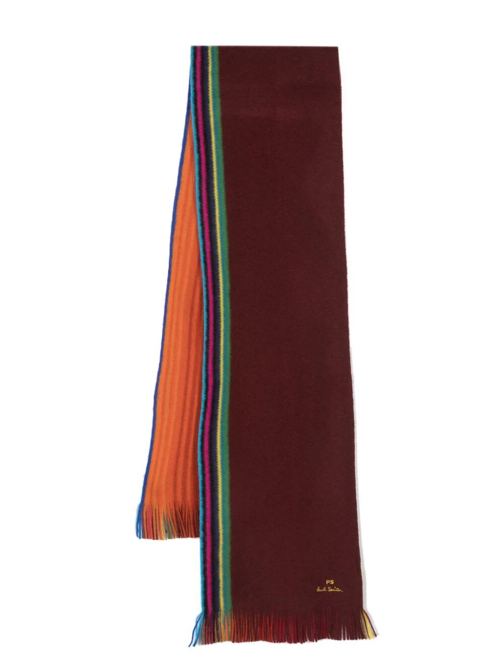 Shop Ps By Paul Smith Men Scarf Reversible Stripes In Burgundy Borde
