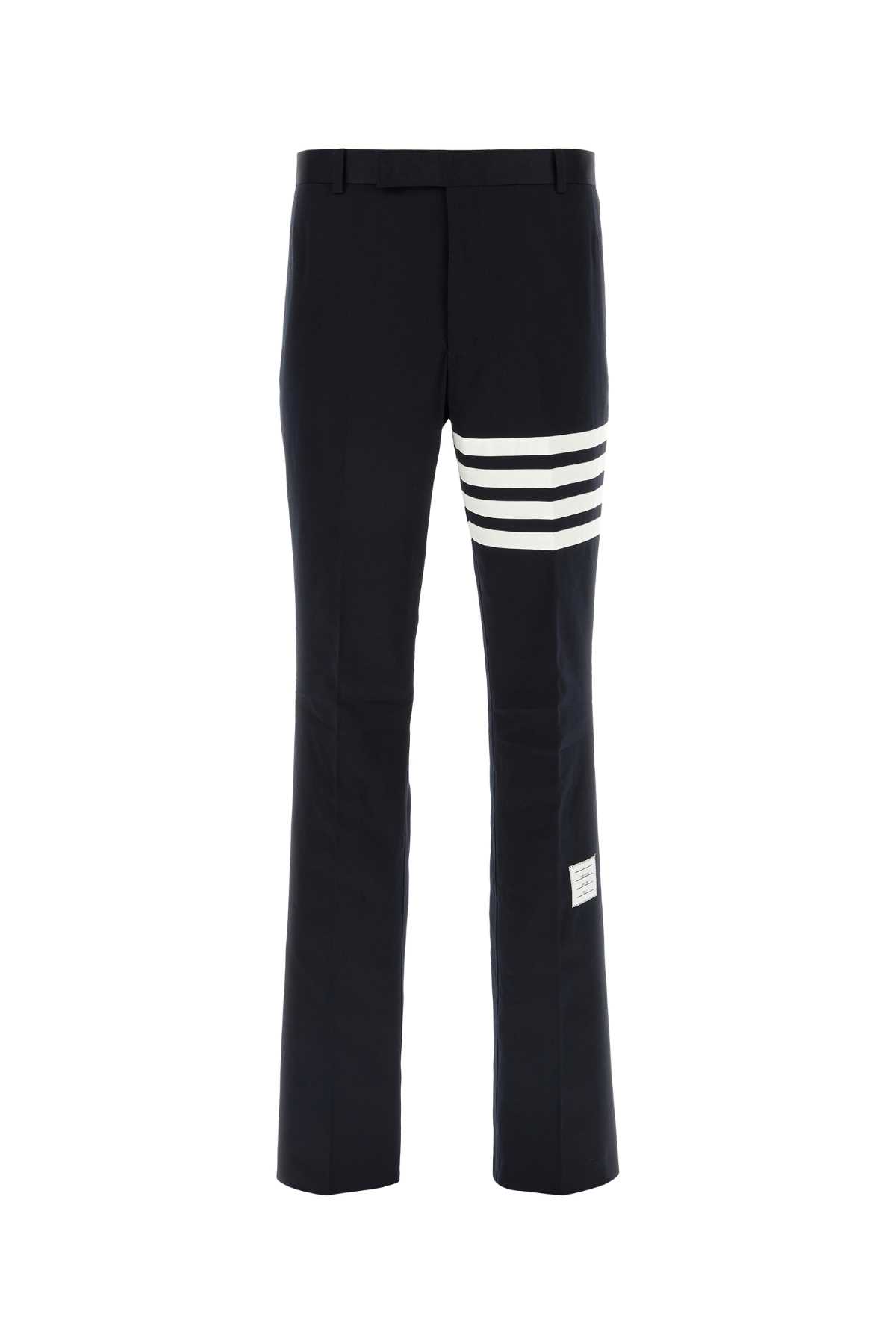 Shop Thom Browne Navy Blue Cotton Pant In 0506
