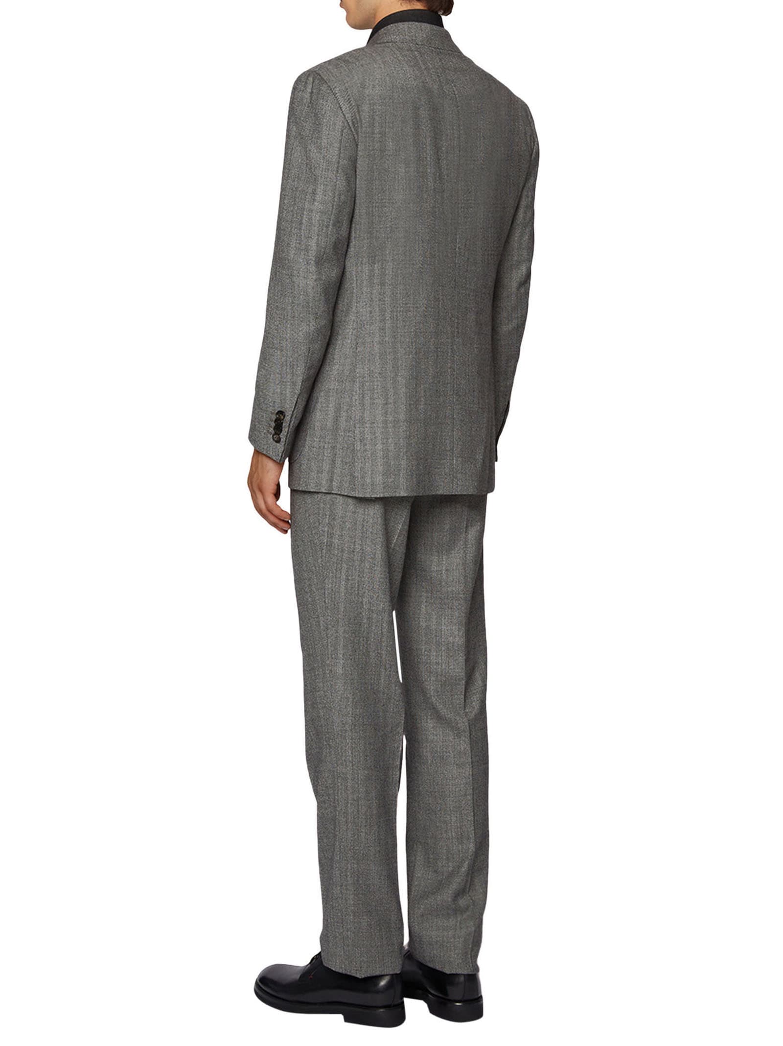 Shop Kiton Suit Virgin Wool In Medium Grey