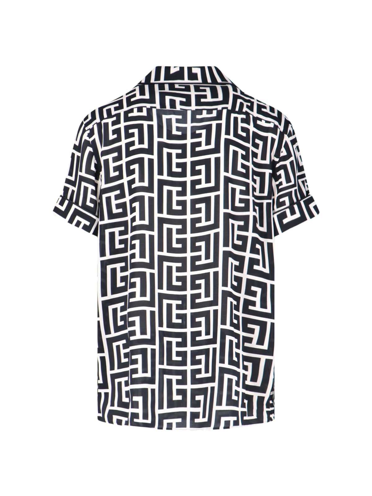 Balmain Lapel Shirt Geometric Pattern In Black