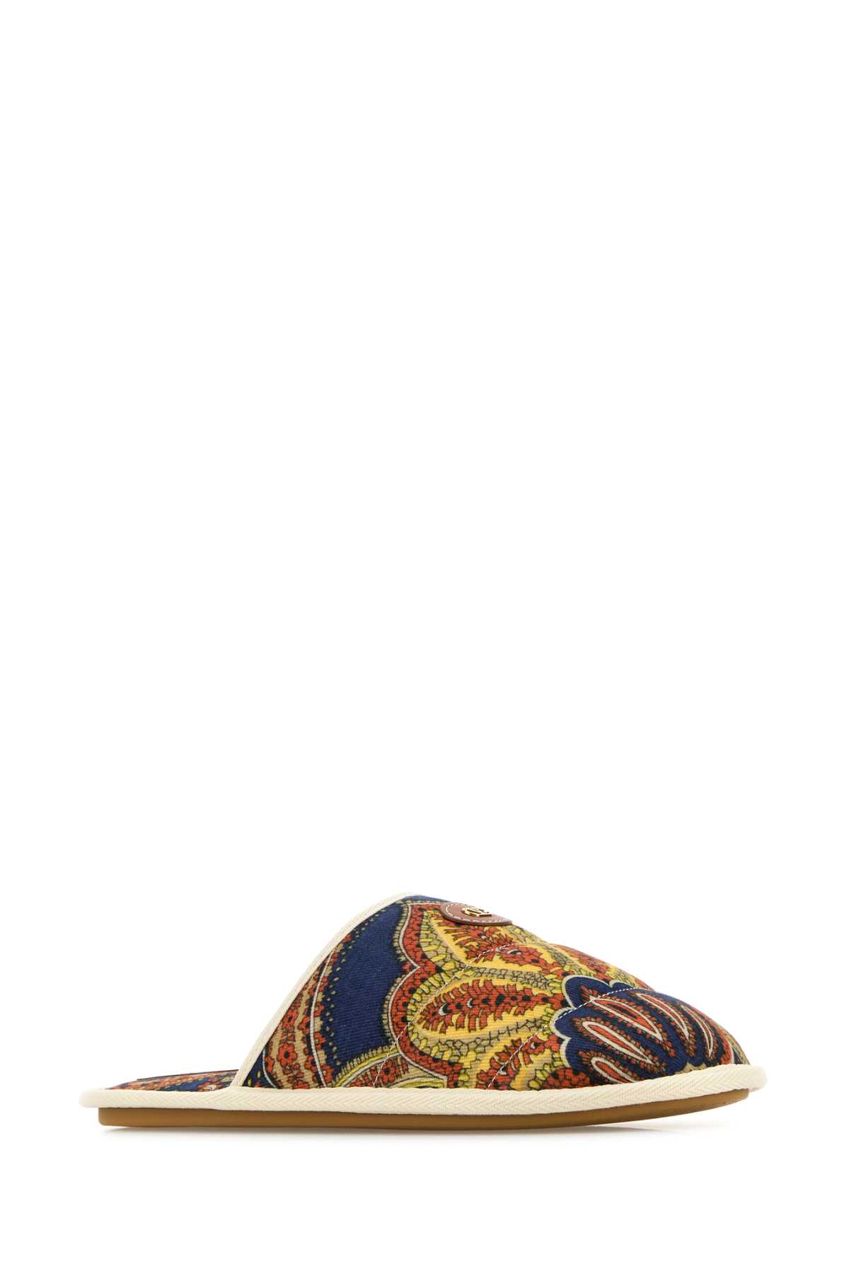 Valentino Multicolor Floral Cotton Slide Slippers For Home And Short Outings In Printdisi24398ivoryivory