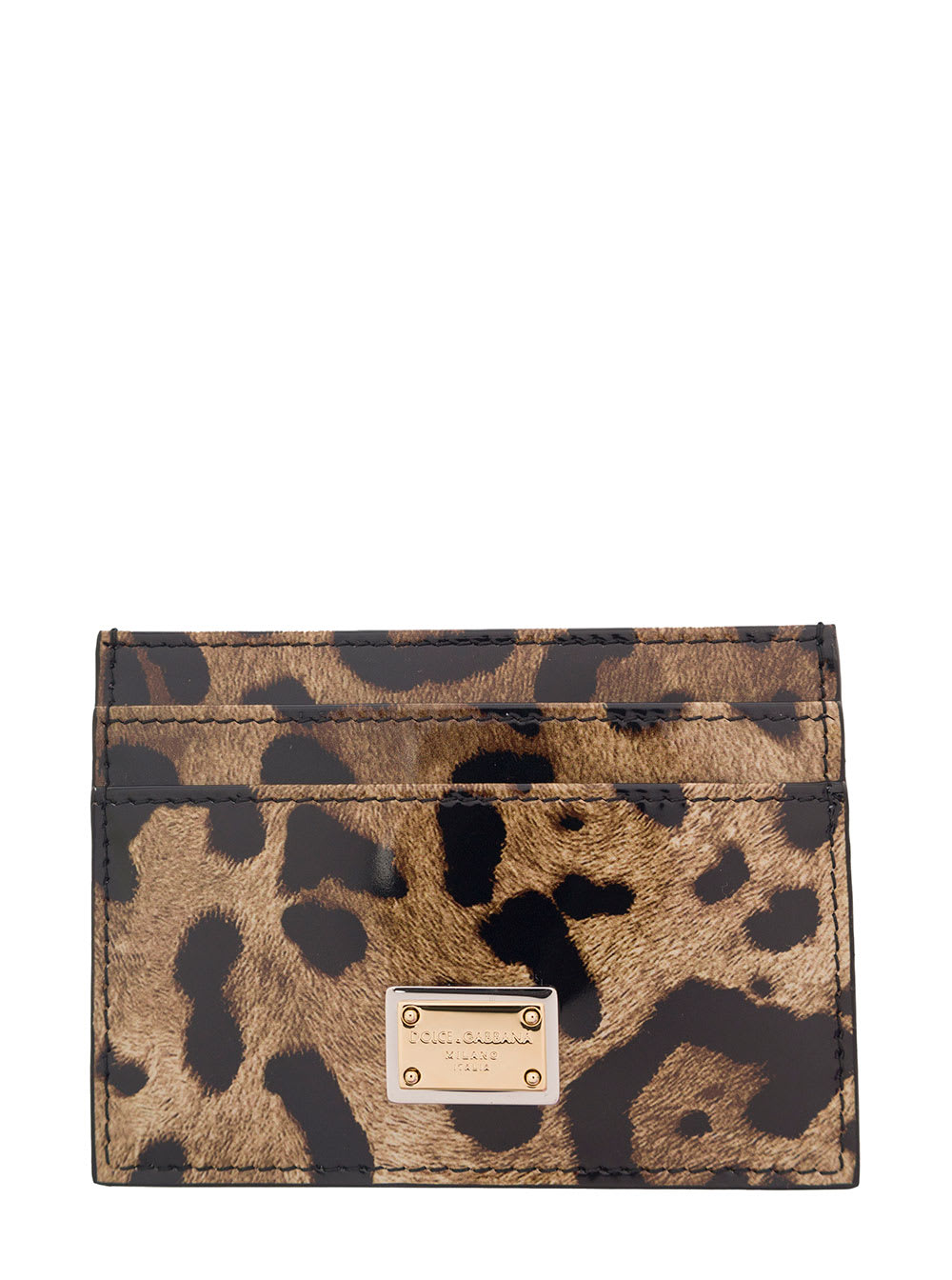Dolce & Gabbana Cardholder In Printed Leo Shiny Calfskin Enriched With Logoed Plaque.