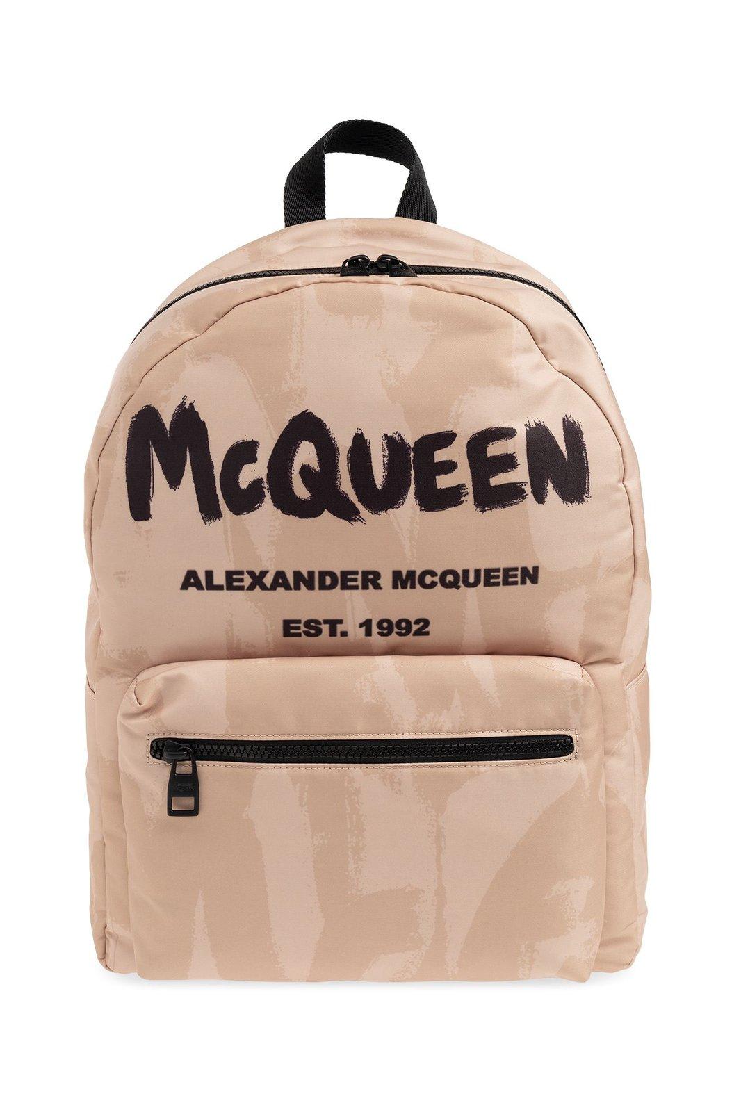 Shop Alexander Mcqueen Graffiti-logo Metropolitan Backpack In Beige