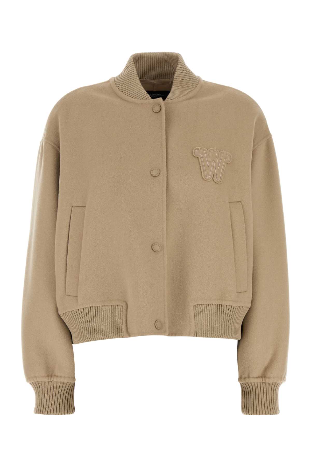 Beige Wool Blend Zelante Bomber Jacket