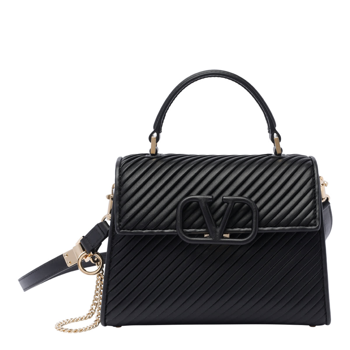 Shop Valentino Small Vsling Handbag In Black