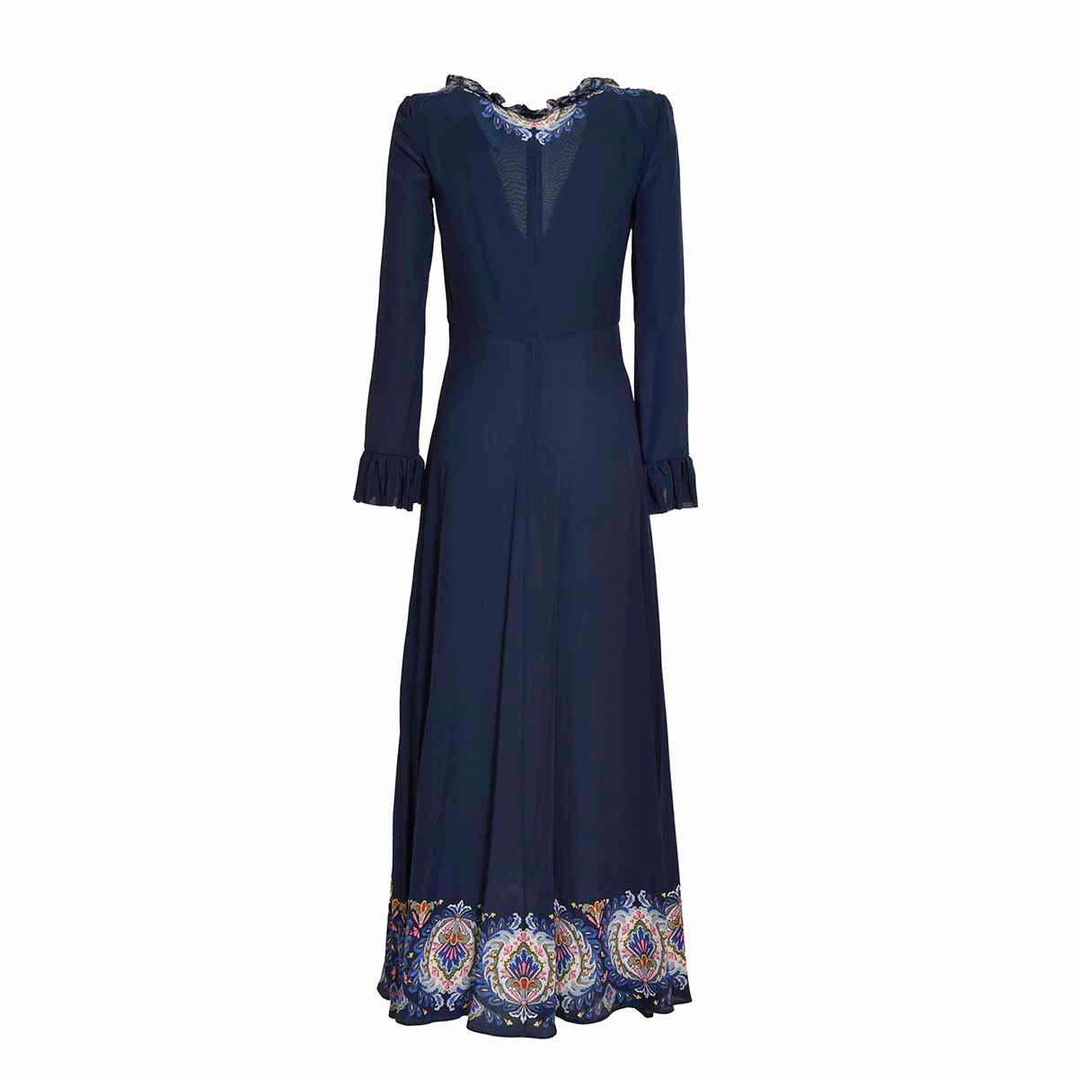 Shop Etro Paisley-printed Plunging V-neck Maxi Dress In Blu